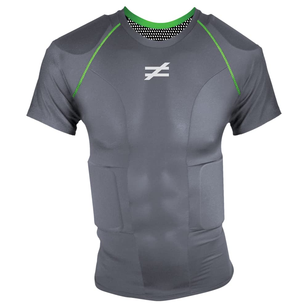 Unequal Invincible Padded Compression Shirt with Rib & Shoulder Protection - Football Training Gear for Adults (S/M/L/XL) - Ideal for Contact Sports, Tackle Drills & Game Day Protection