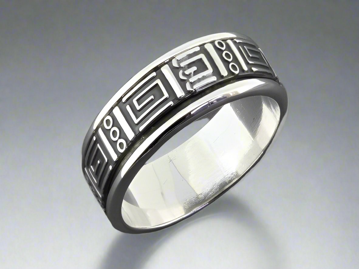 Geometric Spinner Ring - Sterling Silver Unisex Jewelry for Stress Relief & Fidgeting | Perfect Gift for Anxiety Relief & Focus