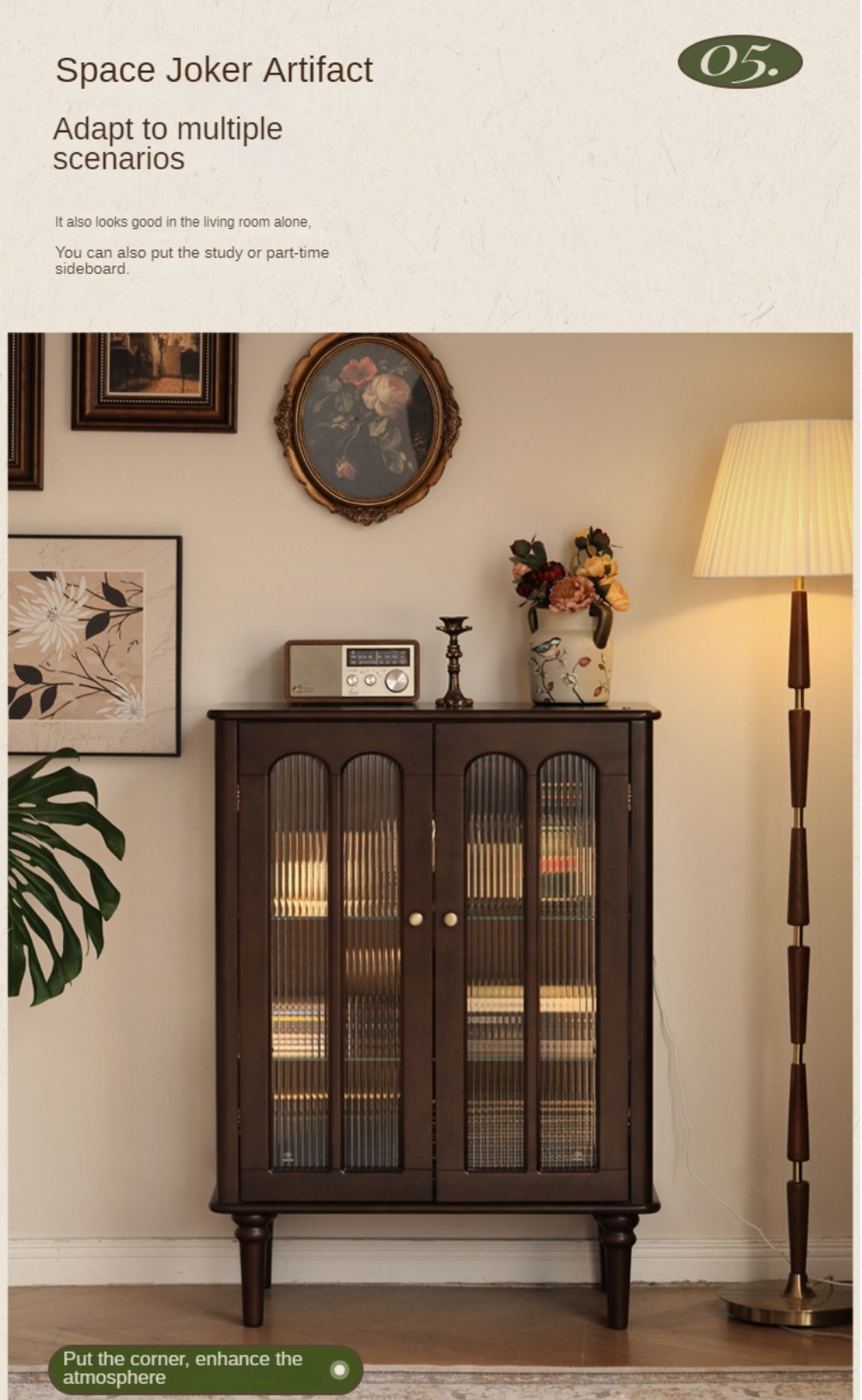 Vintage American Style Poplar Solid Wood Side Cabinet - Mid-Century Modern Nightstand, End Table for Living Room, Bedroom & Office