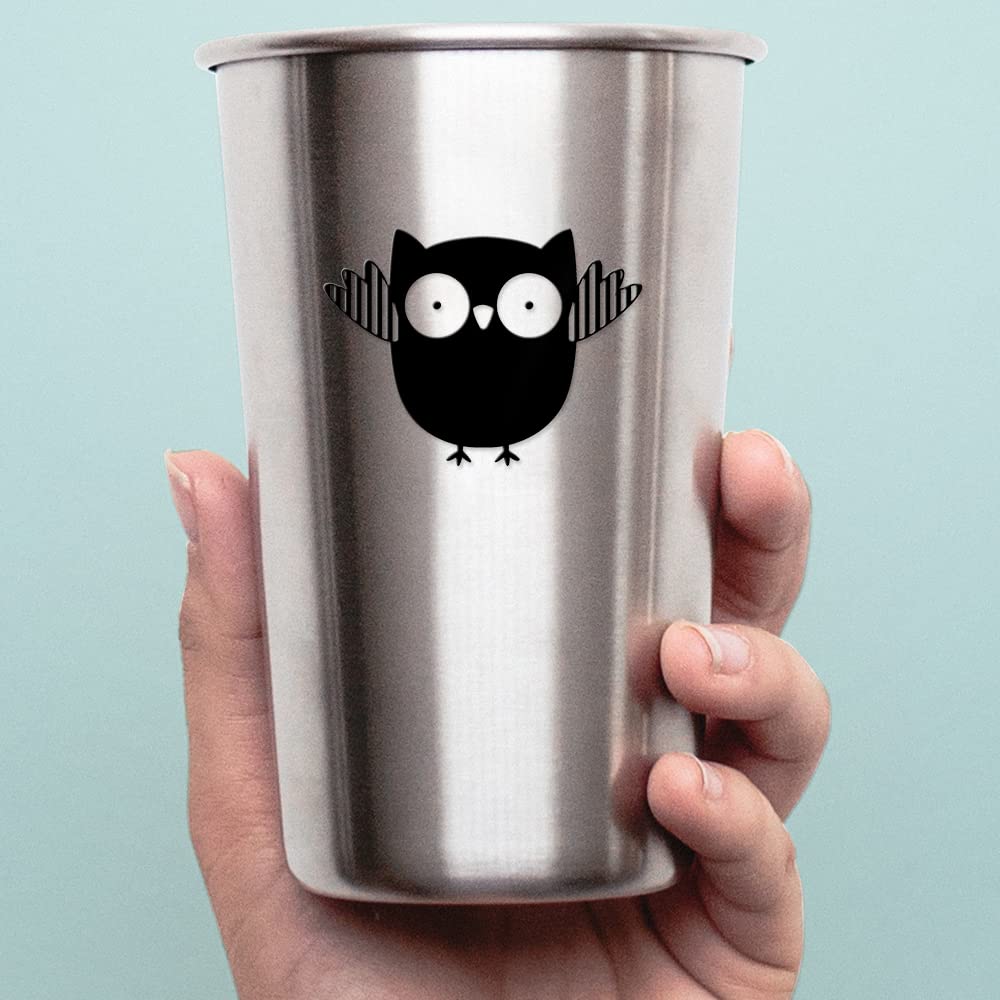 Premium Waterproof Owl Vinyl Stickers for Laptop & Car - Cute Black Decals