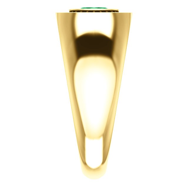 14KT Gold Emerald & Diamond Oval Halo Ring for Men - 0.48CT Emerald & 0.18CTW Diamond Engagement Wedding Band - Perfect for Proposals, Anniversaries & Special Occasions