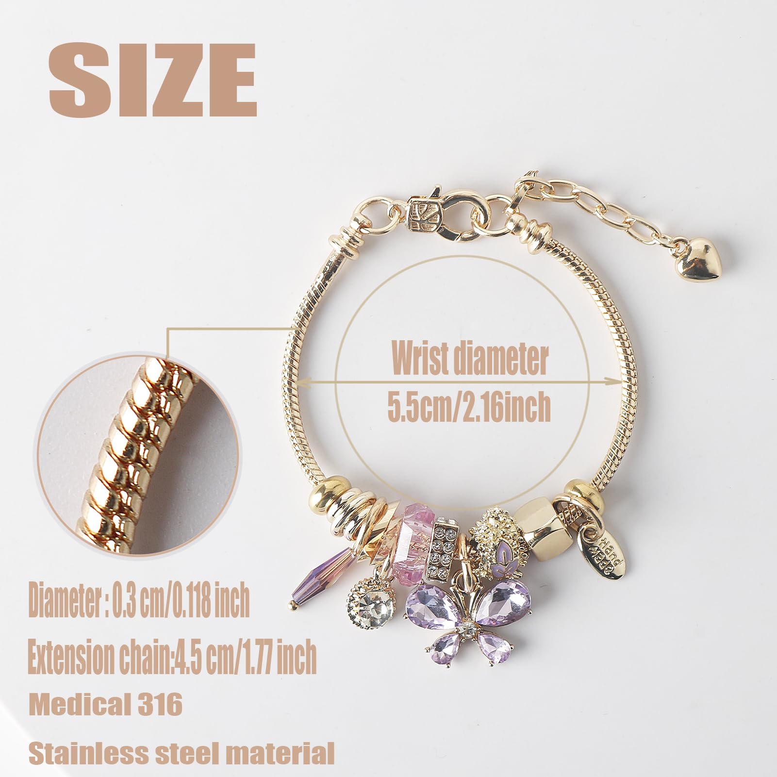 Exquisite Cartoon Charm Bracelet for Teen Girls - Adjustable Gold Stainless Steel Friendship Bangle with Gift Box | Birthday, Holiday Jewelry Gift for Little Girls & Kids | Perfect for Parties, School & Everyday Wear