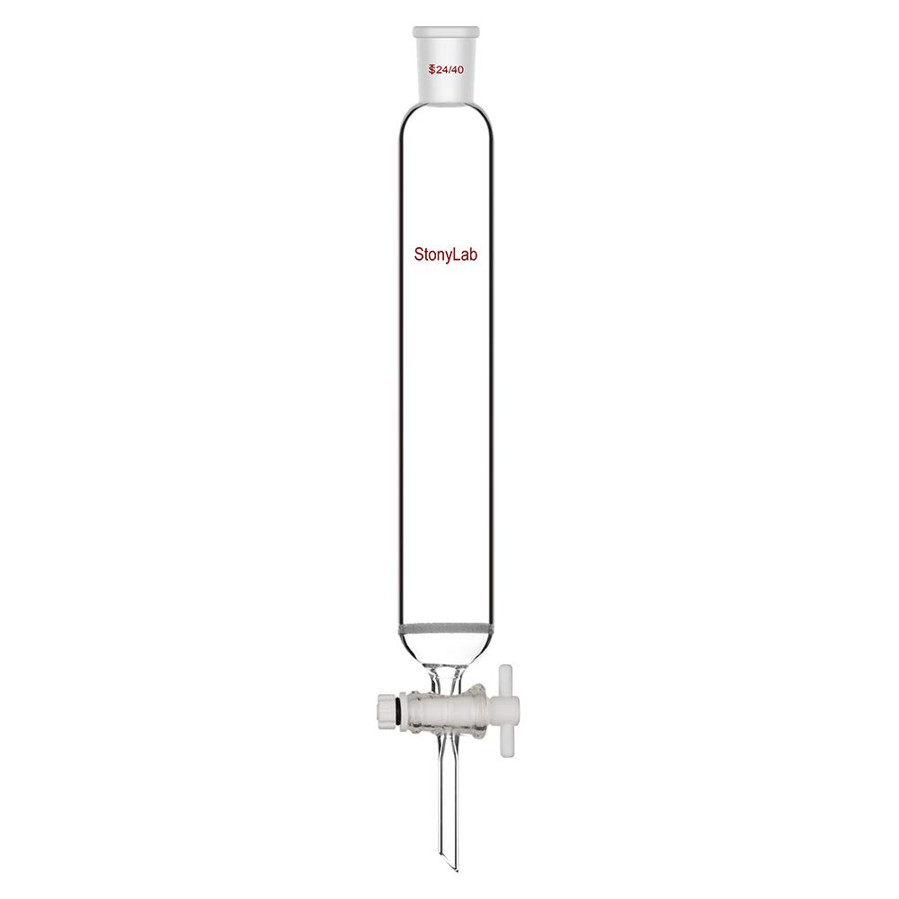 Stonylab Borosilicate Glass Chromatography Column 300mm x 50mm with 24/40 Joint, Fritted Disc & PTFE Stopcock - Lab Purification Equipment for Chemical Analysis, Organic Synthesis & Research Applications