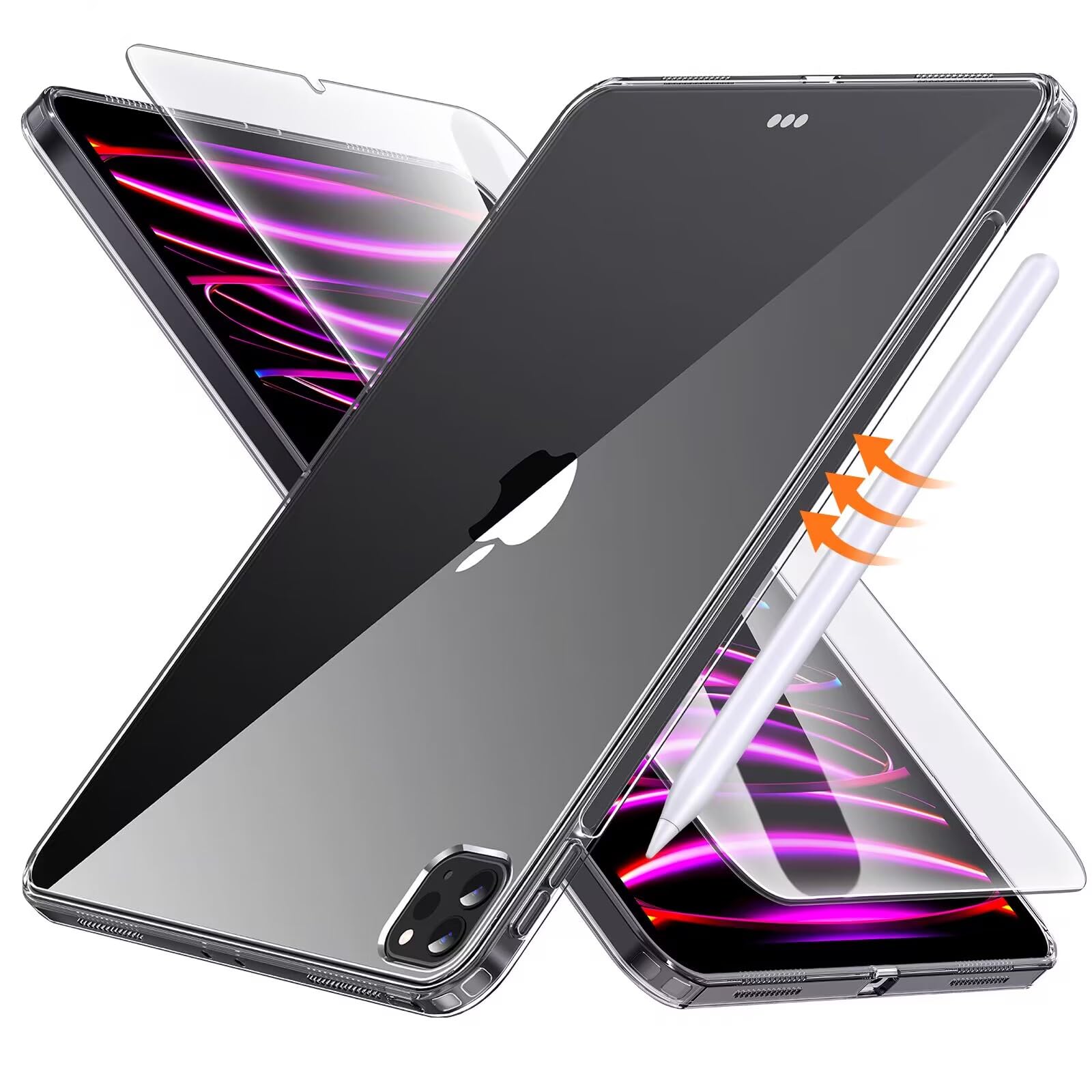 Premium Clear iPad Pro 12.9 Case (2020-2023 Models) - Ultra Slim Hard Back Cover with Screen Protector | Anti-Yellowing Technology | Apple Pencil Compatible | Perfect for Work, Travel & Home Use