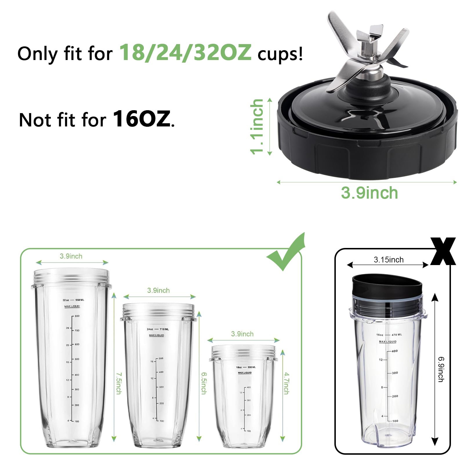 (2 Pack) 7 Fins Extractor Blade Assembly Replacement for Ninja Blender BN401 BN751 BN801 BL450_30 BL642 BL682 NN102 - High Performance Blender Parts for Smoothies, Juices & Food Prep