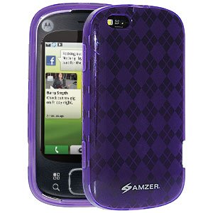 Amzer Luxe Argyle Case for Motorola CLIQ XT MB501 - Purple for Stylish Protection
