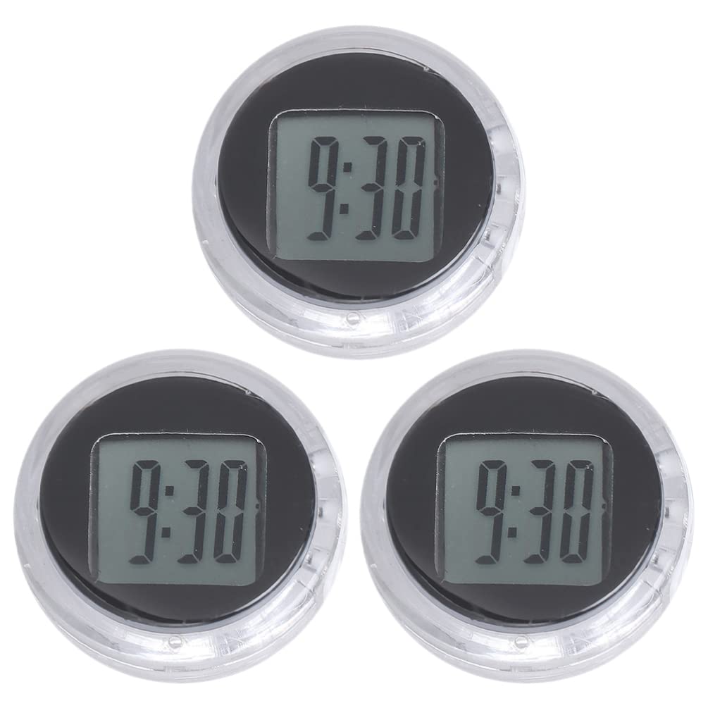 Hemobllo 3pcs Waterproof Digital Motorcycle Clocks - Mini Stick-On Bike Mount Watch for Motorcycles, Cars, SUVs & Vehicles (Black) | Perfect for Road Trips, Commuting & Outdoor Adventures