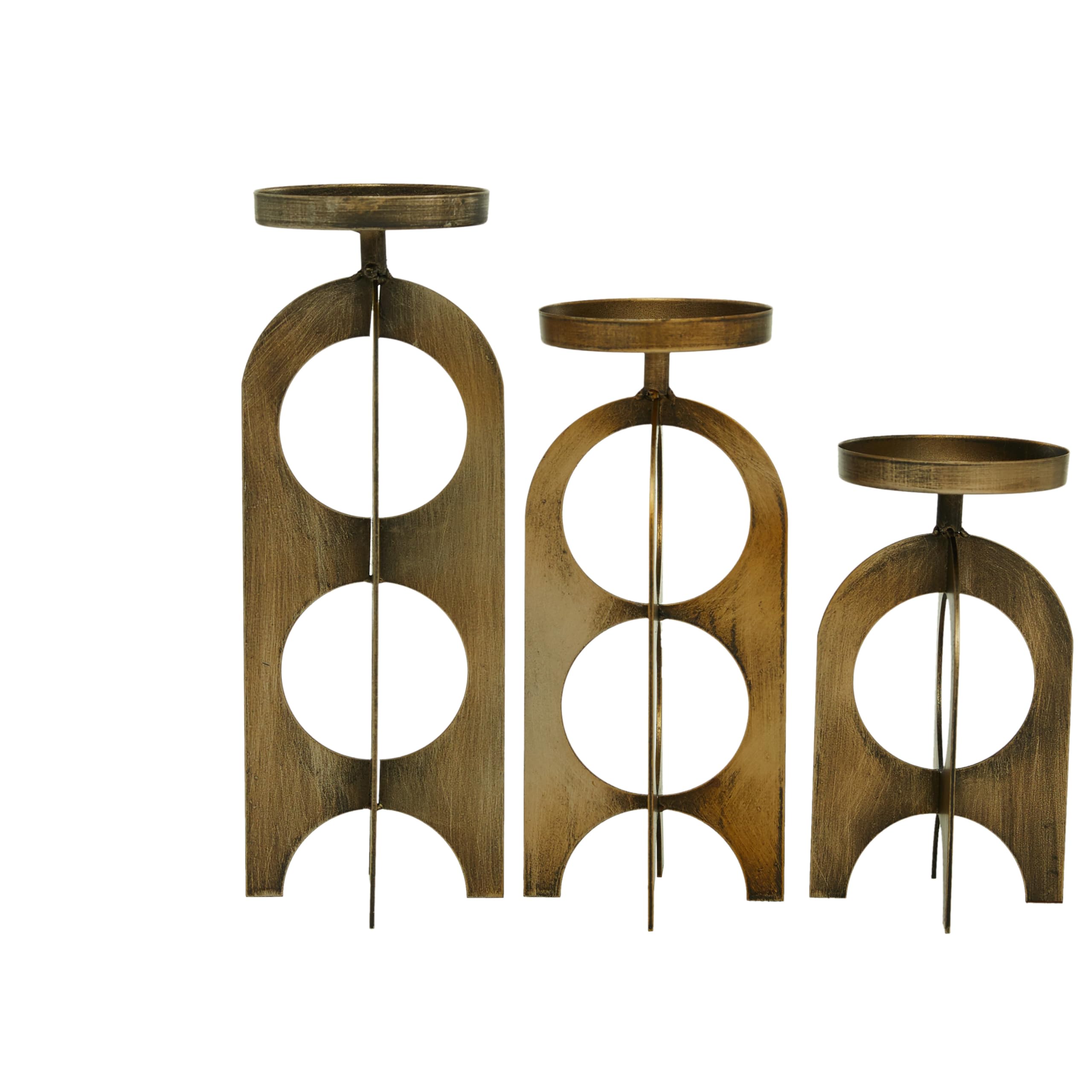 Deco 79 Set of 3 Gold Metal Handmade Decorative Candle Holders - 7