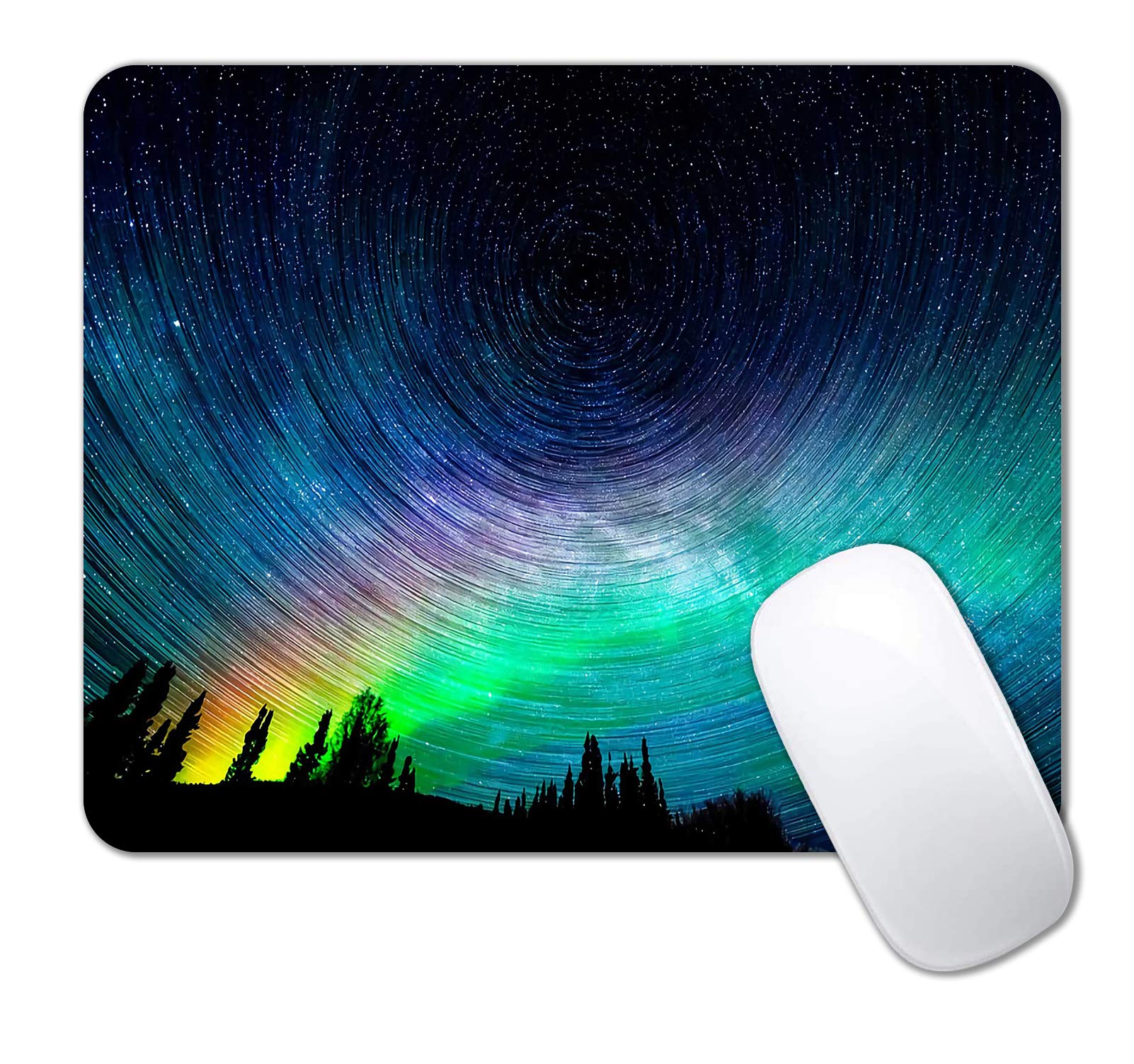 IMAYONDIA Night Sky Mouse Pad - Non-Slip Rubber Gaming Mousepad with Forest Nature View, Waterproof Rainbow Design (9.5 x 7.9 Inch) - Perfect for Office, Gaming & Home Computer Use