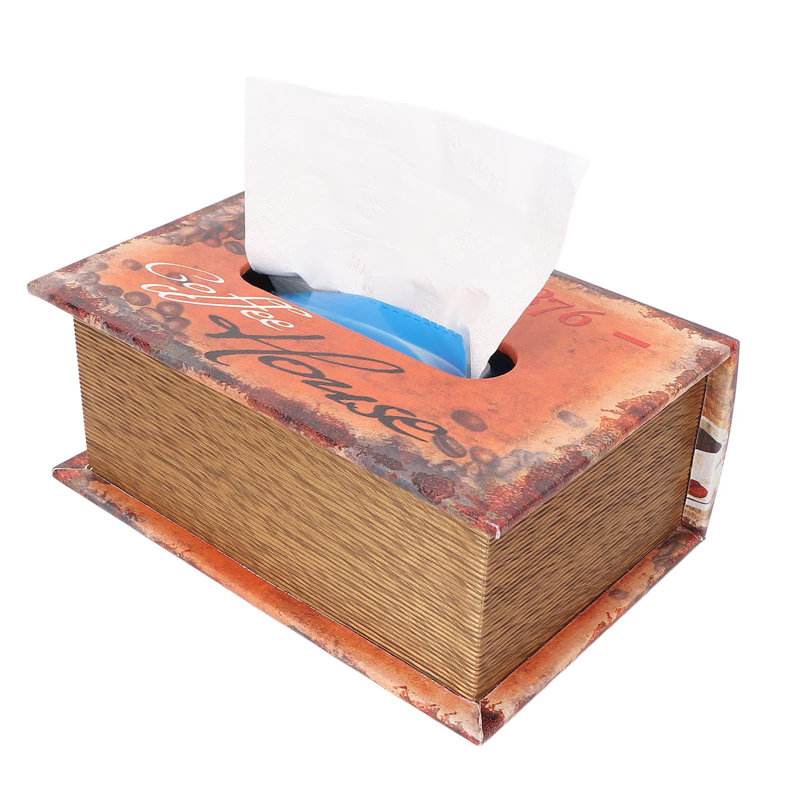 Vintage Wooden Tissue Box Holder - Book Shaped Decorative Napkin Dispenser for Living Room, Bedroom, Office & Car | Durable Retro Home Decor | Perfect for Home Decor, Gift Giving & Everyday Use