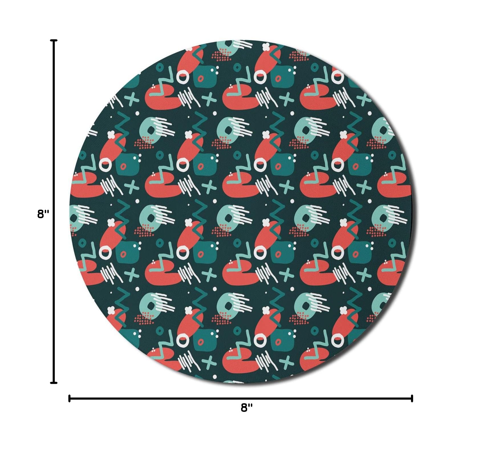 Ambesonne Modern Hipster Mouse Pad - Hand Drawn Abstract Geometric Design, Non-Slip Thick Rubber Base, 8 Inch Round Gaming Mousepad for Computers & Laptops - Perfect for Office, Gaming & Creative Workspaces (Multicolor)