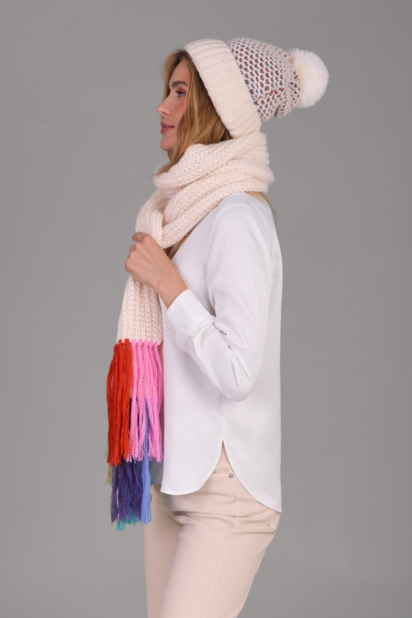 Rainbow Tassel Knitted Scarf - Soft Chunky Winter Wrap for Women & Teens - Perfect for Cold Weather, Fashion Accessories & Gift Giving