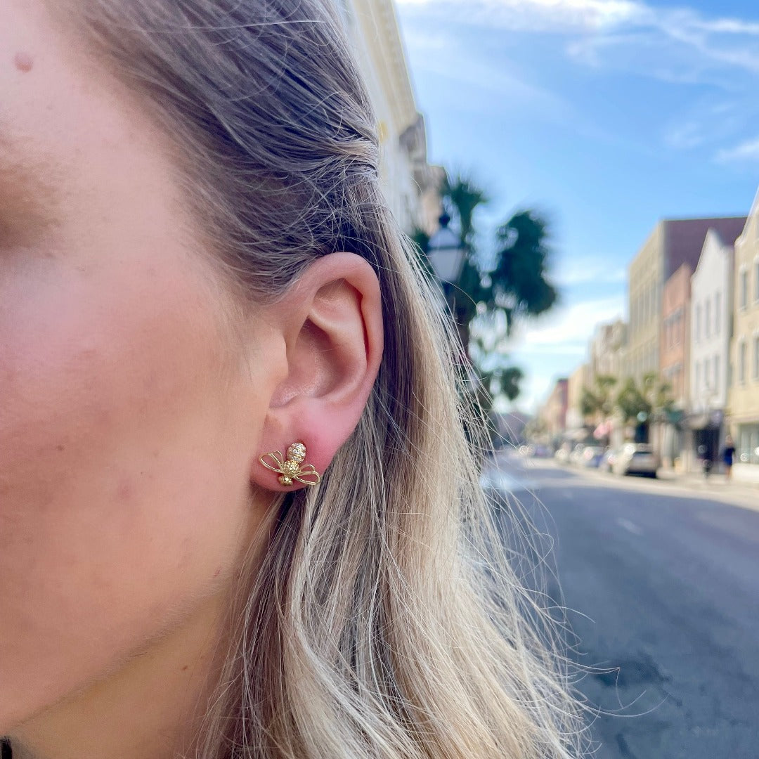 Temple St. Clair Busy Bee 18K Gold Earrings - Dainty Bee Stud Earrings for Women - Perfect for Everyday Wear, Office & Special Occasions