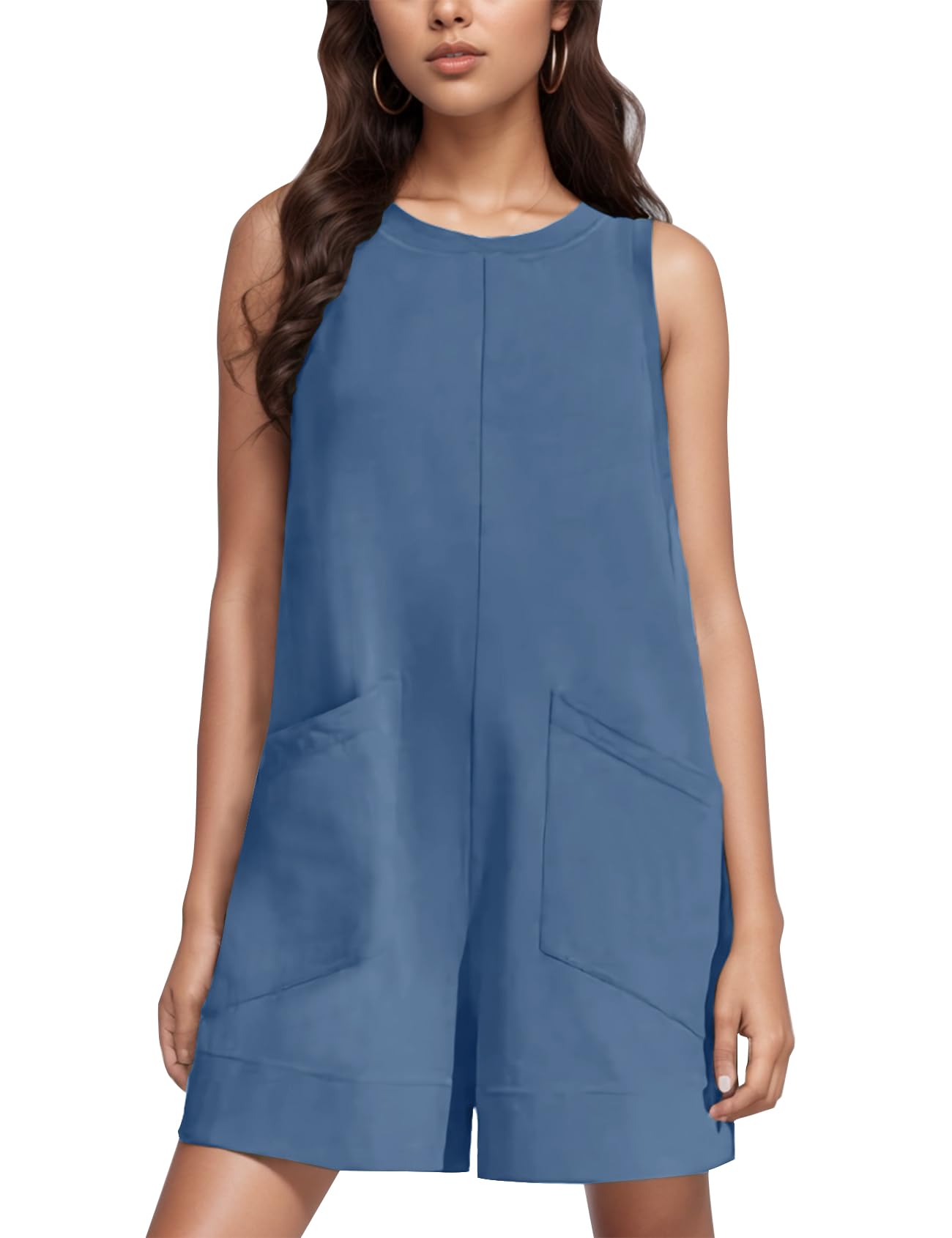 Flygo Women's Romper - Sleeveless Jumpsuit with Pockets for Summer 2024 | Casual Outfit & Beach Wear