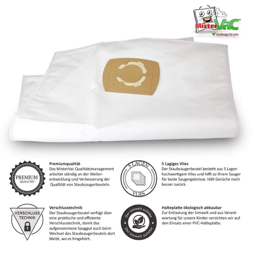 10-Pack Replacement Vacuum Bags for Husqvarna WDC 220 Wet/Dry Professional Vacuum Cleaner - Compatible Dust Bags for Home, Workshop & Car Cleaning