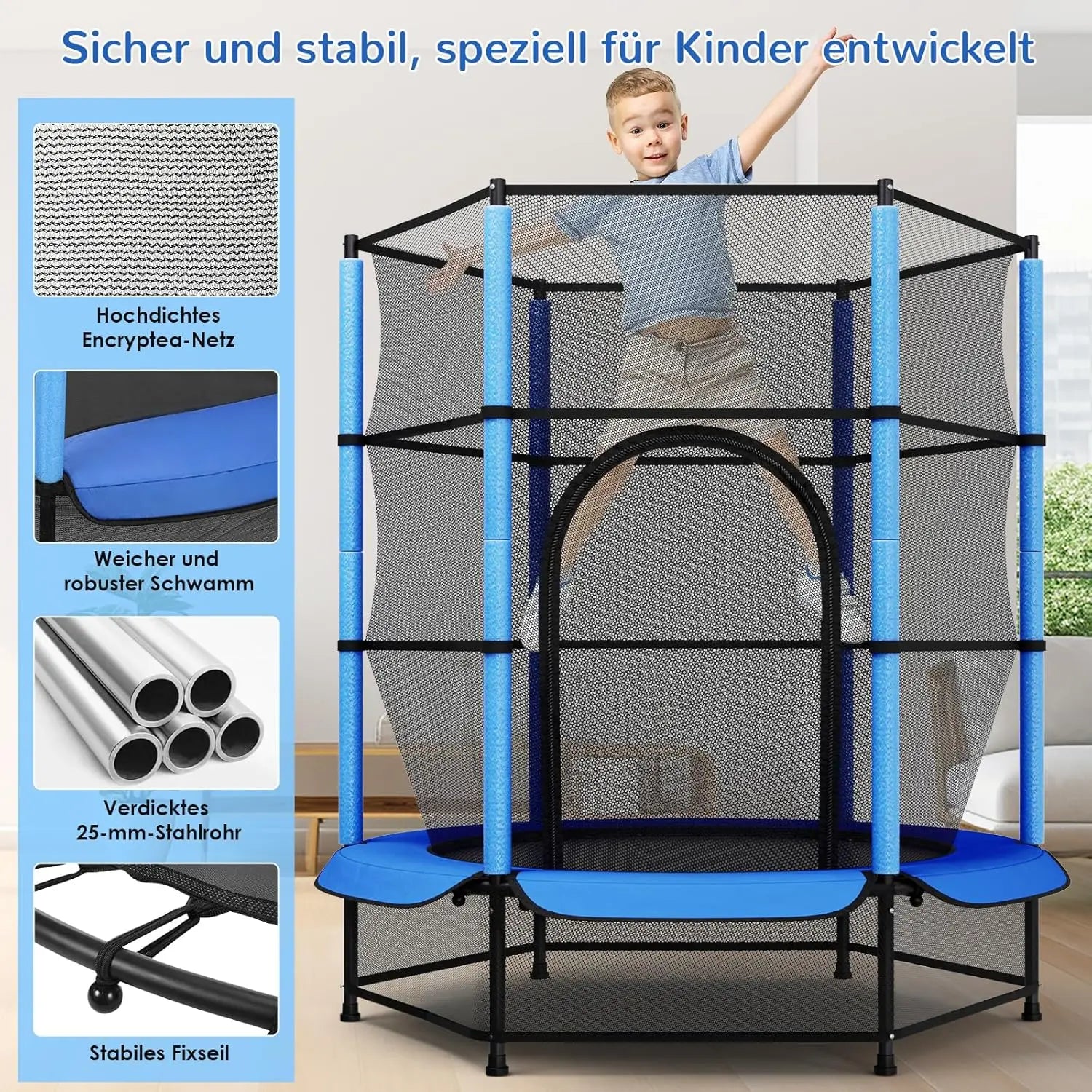 Best 140cm Mini Trampoline for Kids with Safety Net - Indoor & Outdoor Toddler Trampoline with Built-in Zipper | Perfect for Backyard Play, Exercise & Birthday Gifts