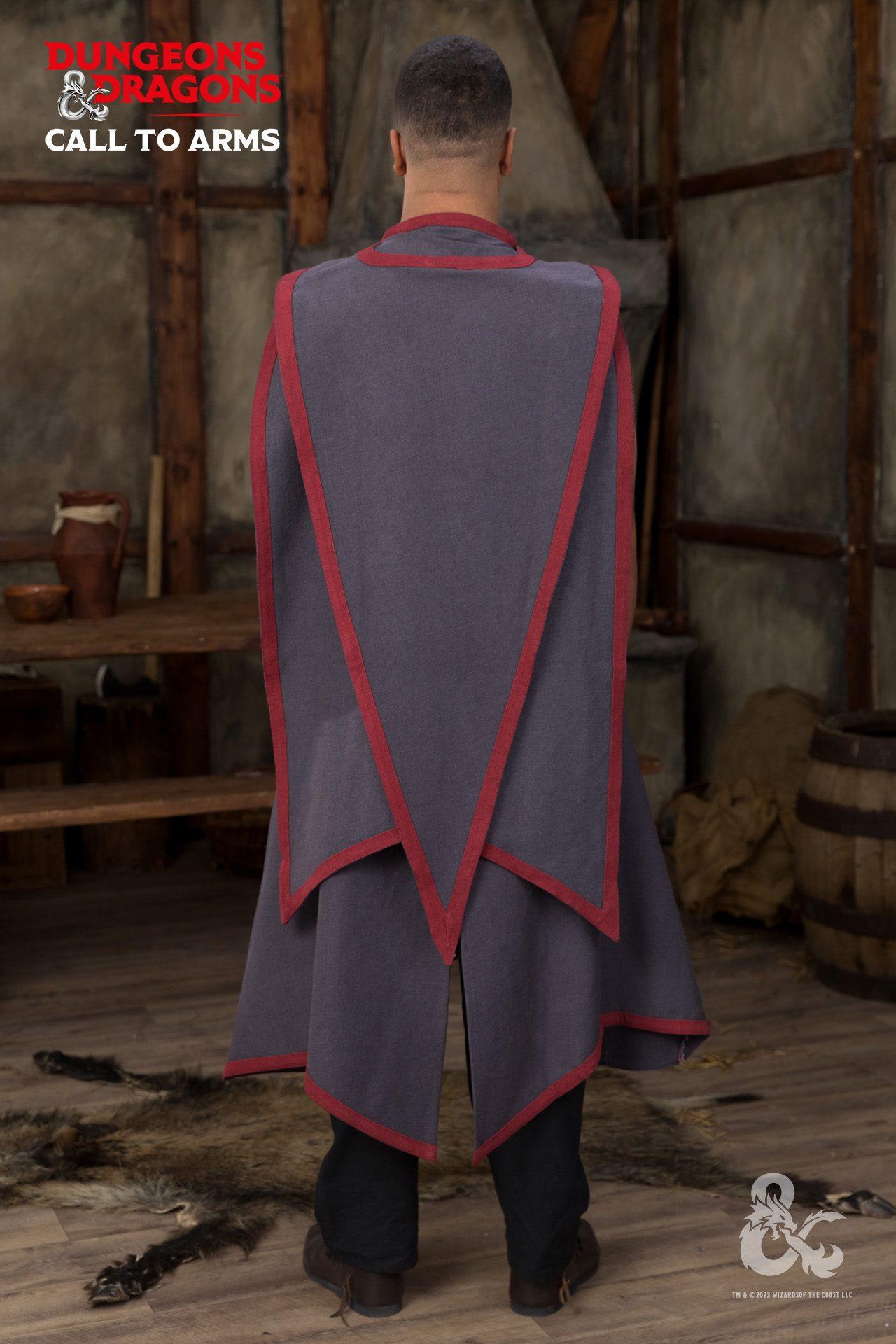 Dungeons & Dragons Sorcerer Cape - Gray & Red Cloak for Cosplay & LARP | Fantasy Costume Accessory for Wizards & Witches