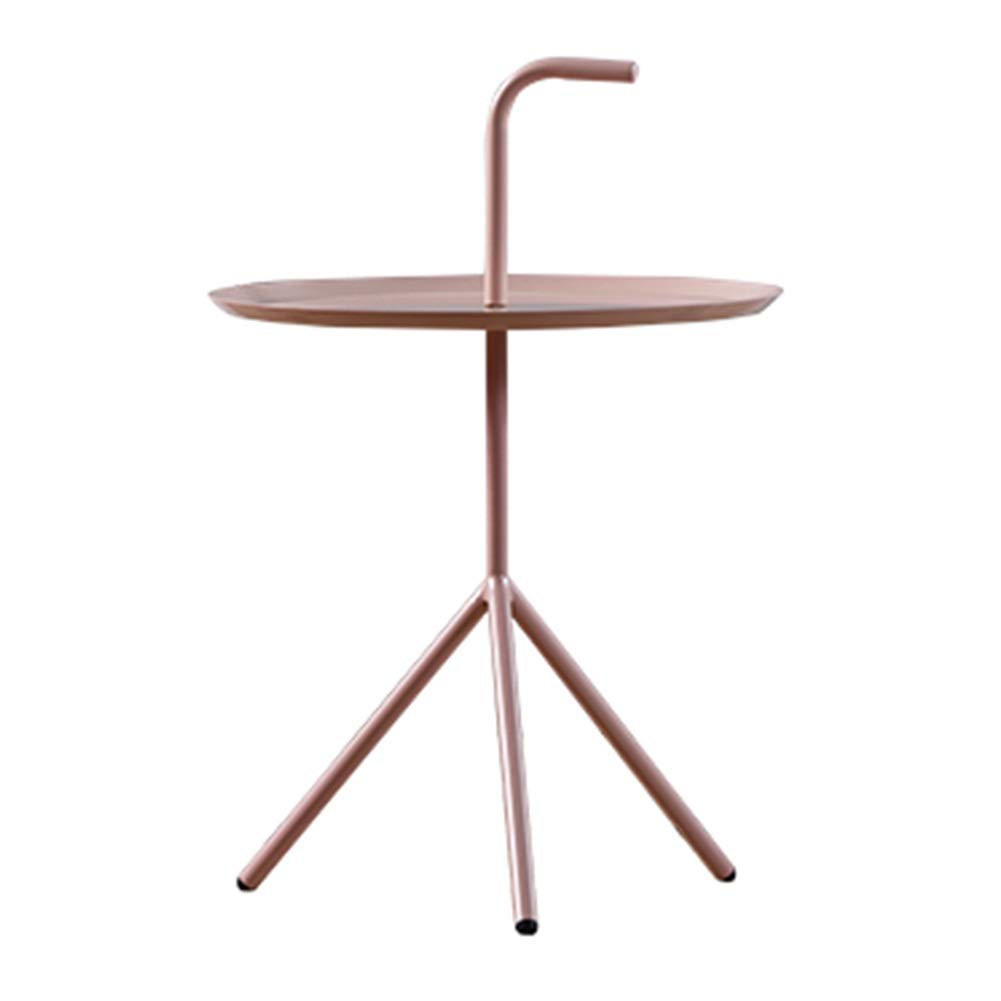 Nordic Style Pink Iron Bedside Table - Small Round Coffee Table for Sofa & Corner, 38x54.5cm - Perfect for Bedroom, Living Room & Office Decor