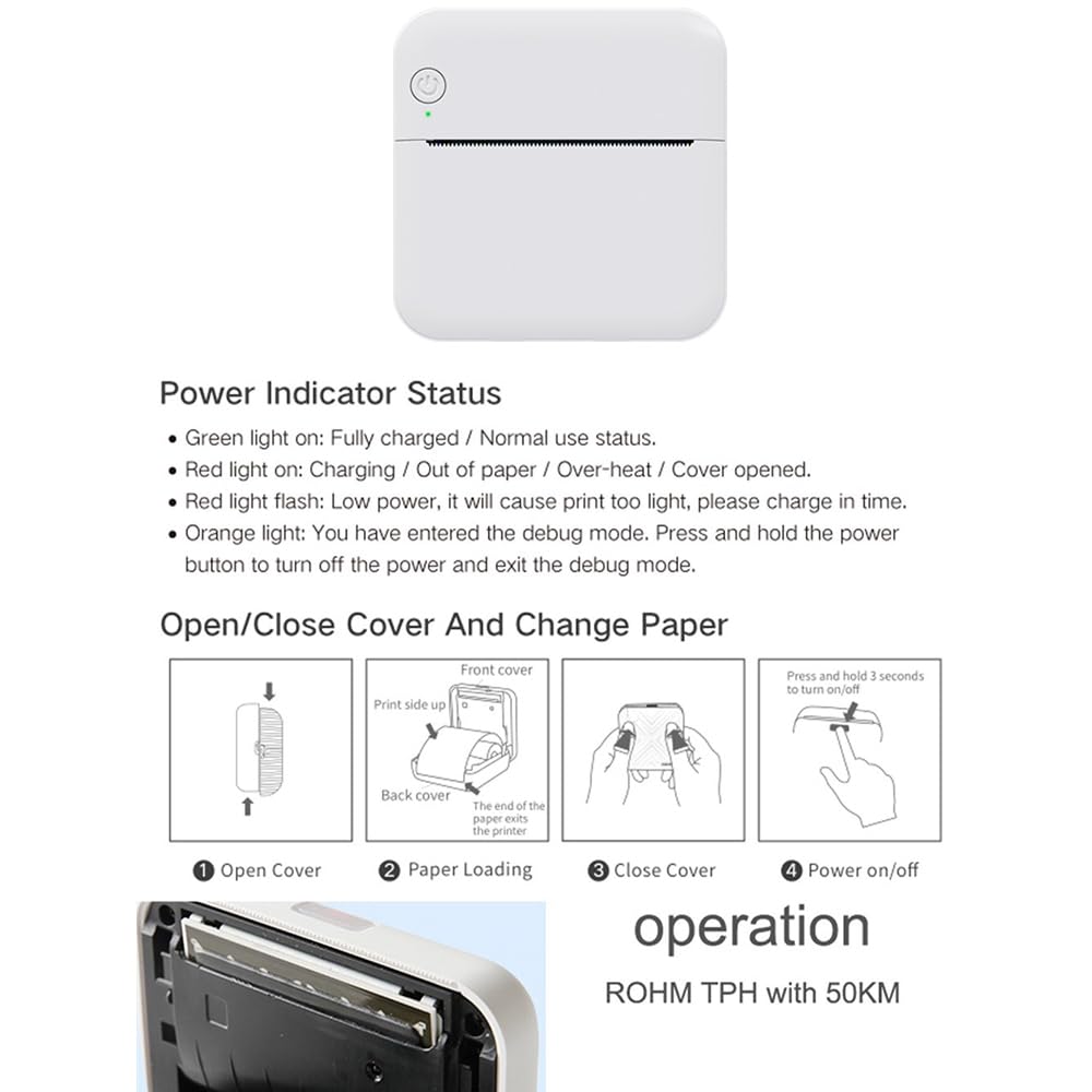 YIWENG Mini Pocket Thermal Printer - Portable Sticker Maker with 203DPI High Resolution, Bluetooth Connectivity for Smartphones - Perfect for Home Labeling, Small Business Inventory, and Instant Photo Printing