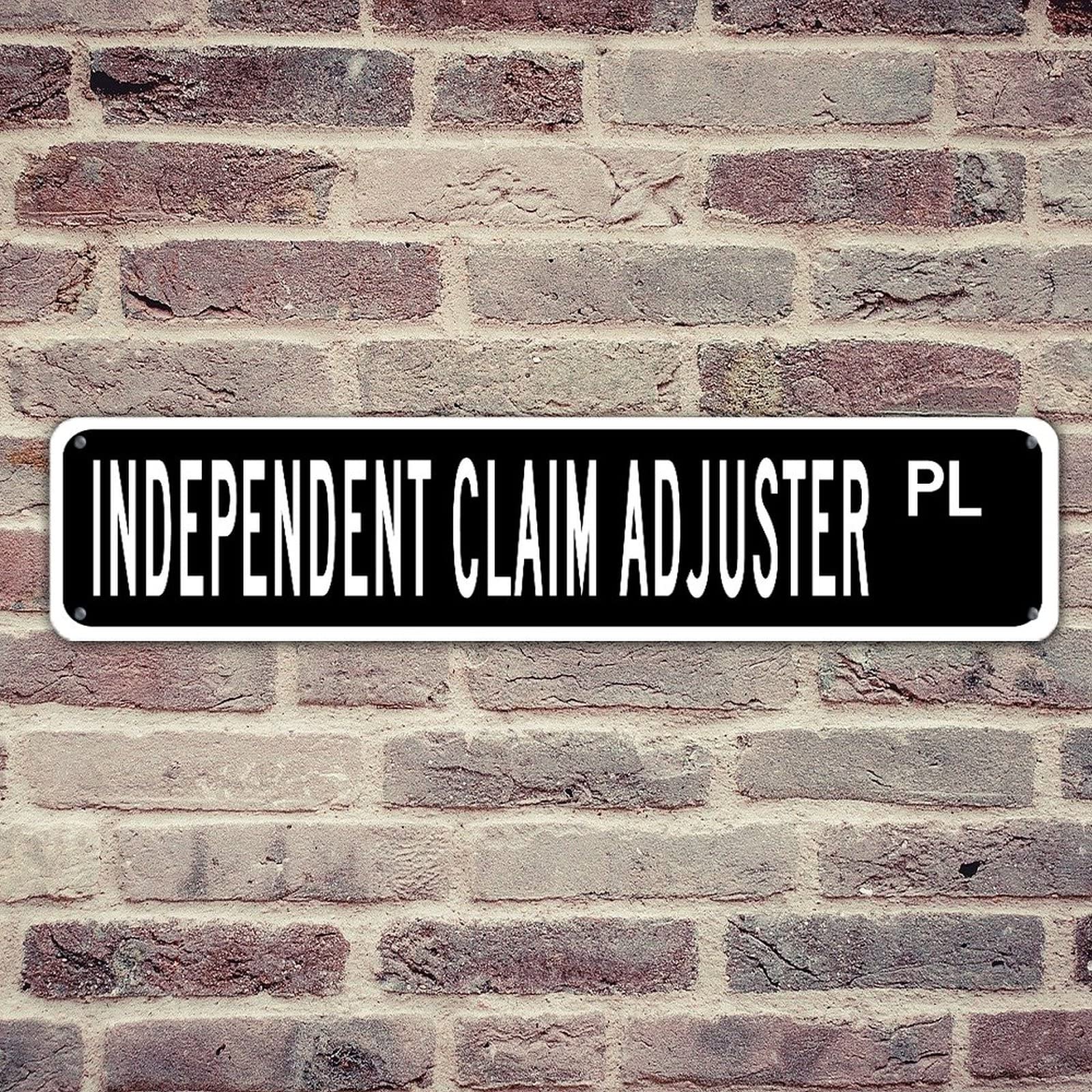 Personalized Independent Claim Adjuster PL Retro Black Office Sign - Water-Resistant Metal Wall Decor for Office, Bedroom, Bathroom - 4x18 Inch Rectangle - Perfect for Professional Spaces & Home Decor