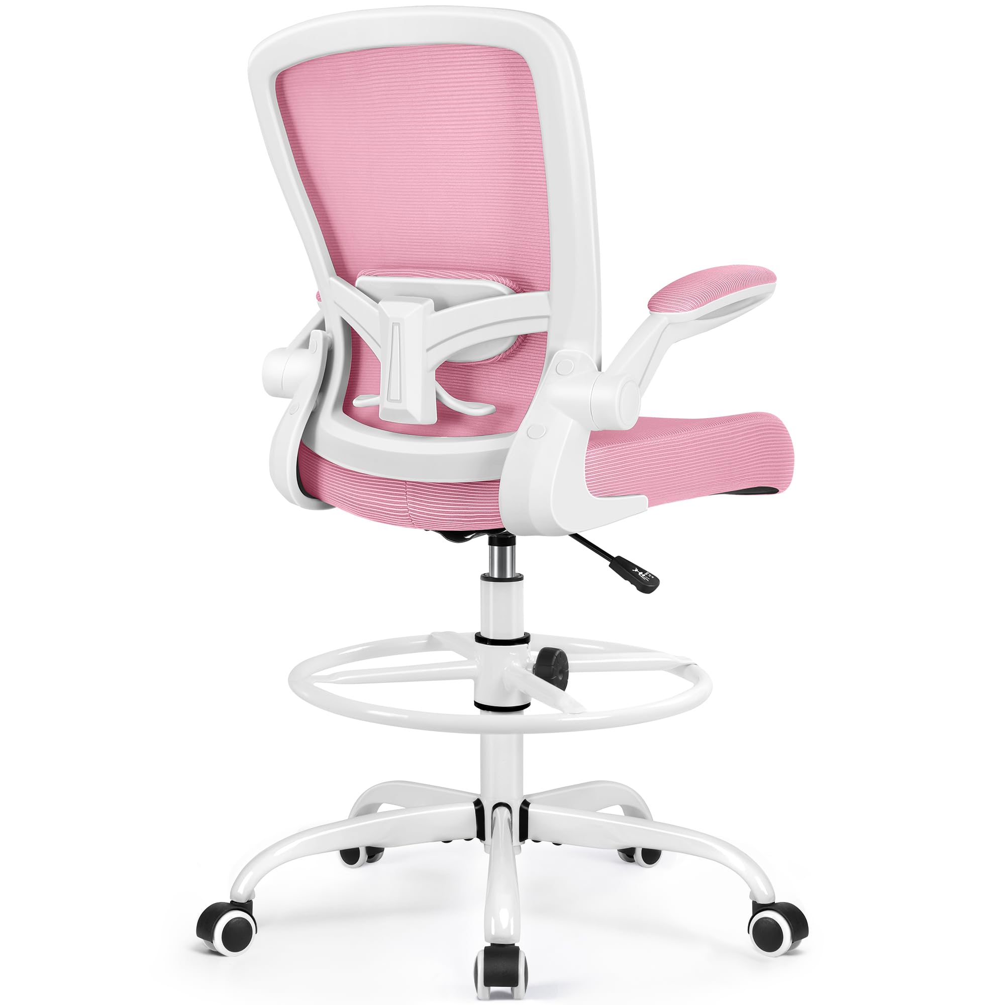 FelixKing Ergonomic Drafting Chair - Adjustable Height Office Chair with Breathable Mesh Back, Flip-Up Armrests & Lumbar Support - Comfortable High Back Executive Chair for Home Office, Computer Work & Architectural Drafting