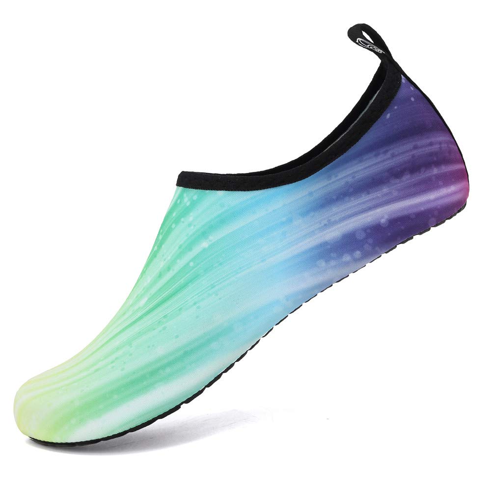 Women's & Men's Quick-Dry Water Shoes for Beach, Swim, Yoga & Exercise - Barefoot Aqua Socks with Non-Slip Sole (Gradient Green, US 9-10) | Perfect for Pool, Surfing, Kayaking & Water Sports