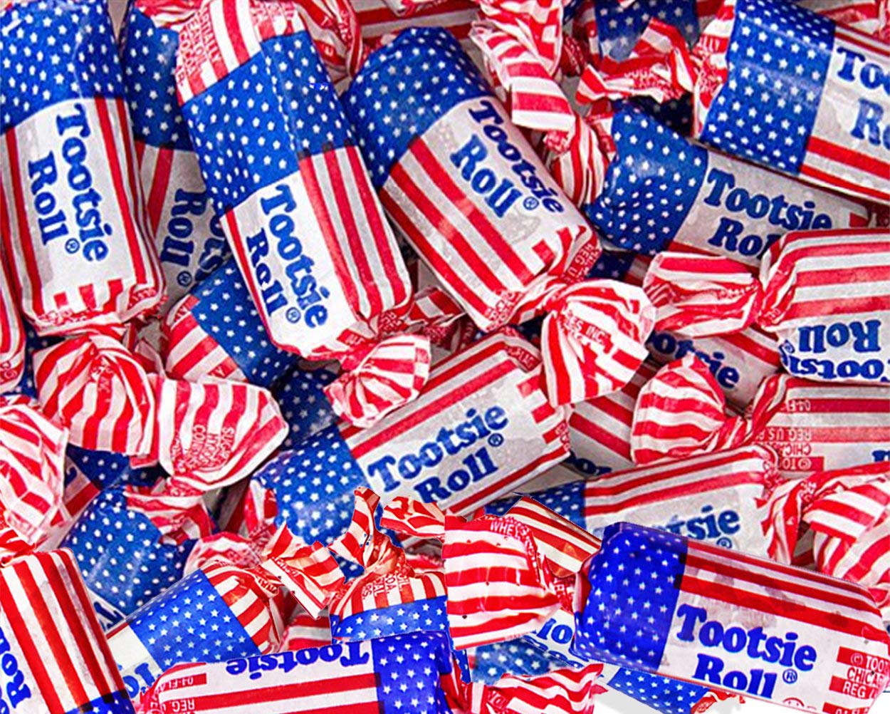 Patriotic Tootsie Rolls Candy - Red White & Blue - 2lbs for Parties & Gifts