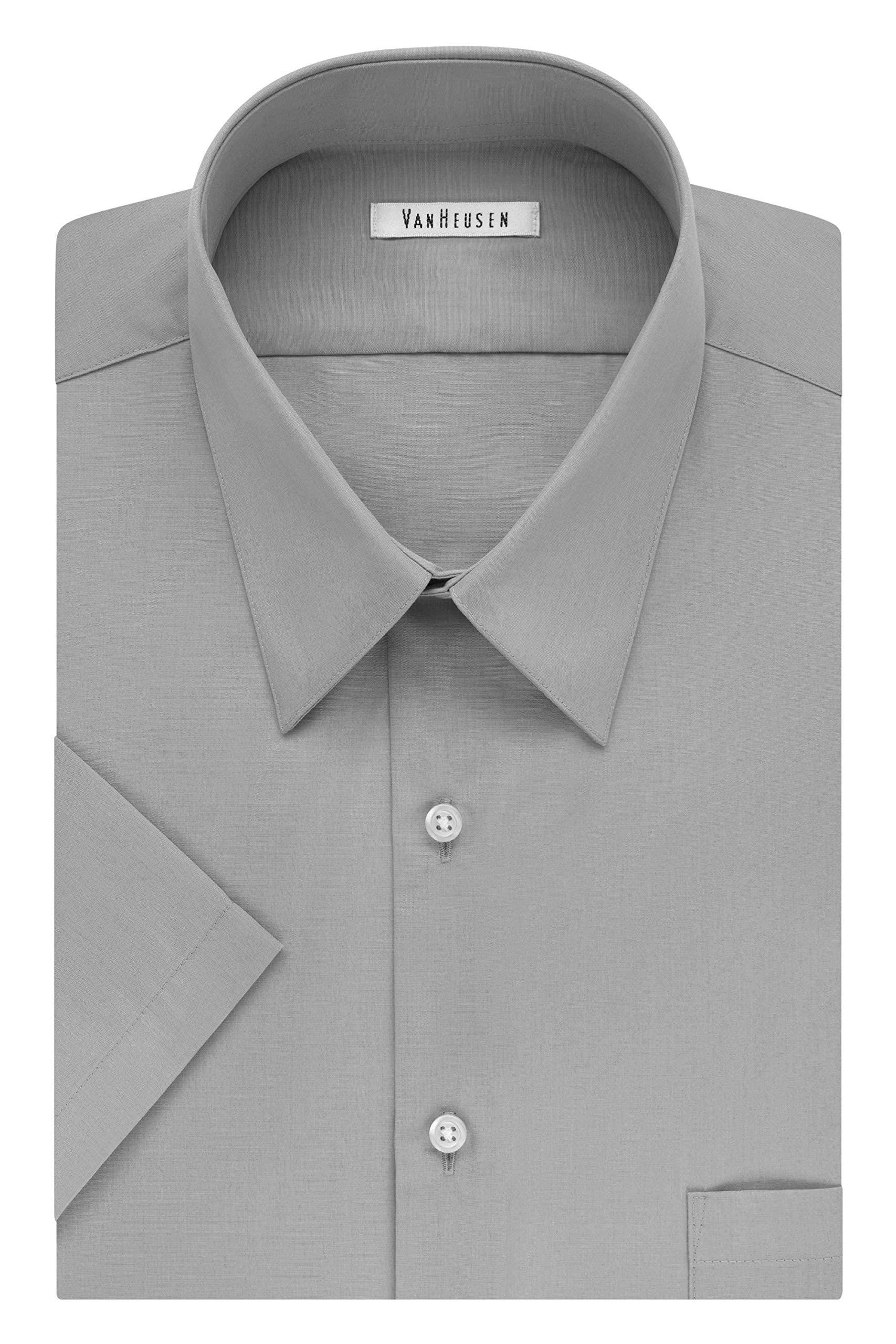 Van Heusen Men's Big & Tall Short Sleeve Dress Shirt - Premium Poplin Solid Formal Shirt for Office, Business & Wedding Attire