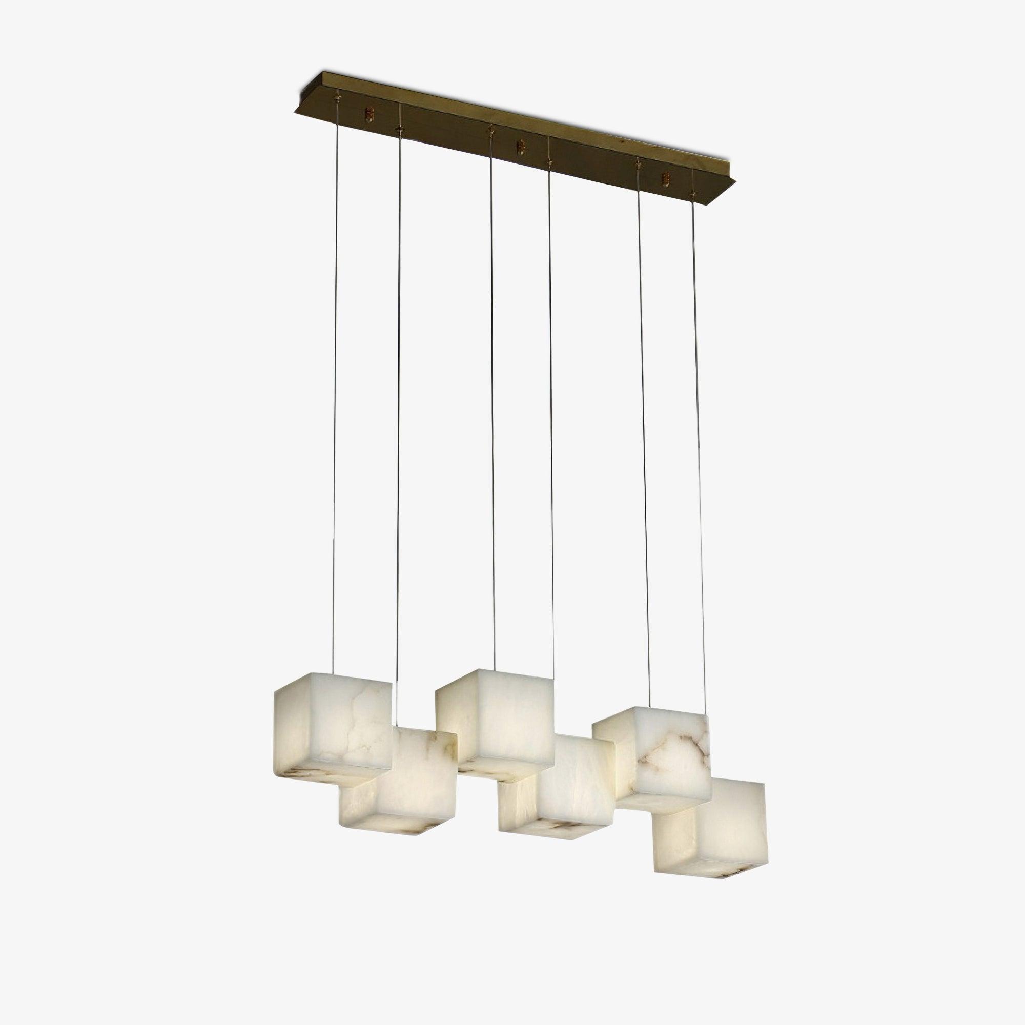 Elegant Alabaster Box Pendant Light - Modern Minimalist Ceiling Fixture for Dining Room, Kitchen Island & Bedroom Lighting
