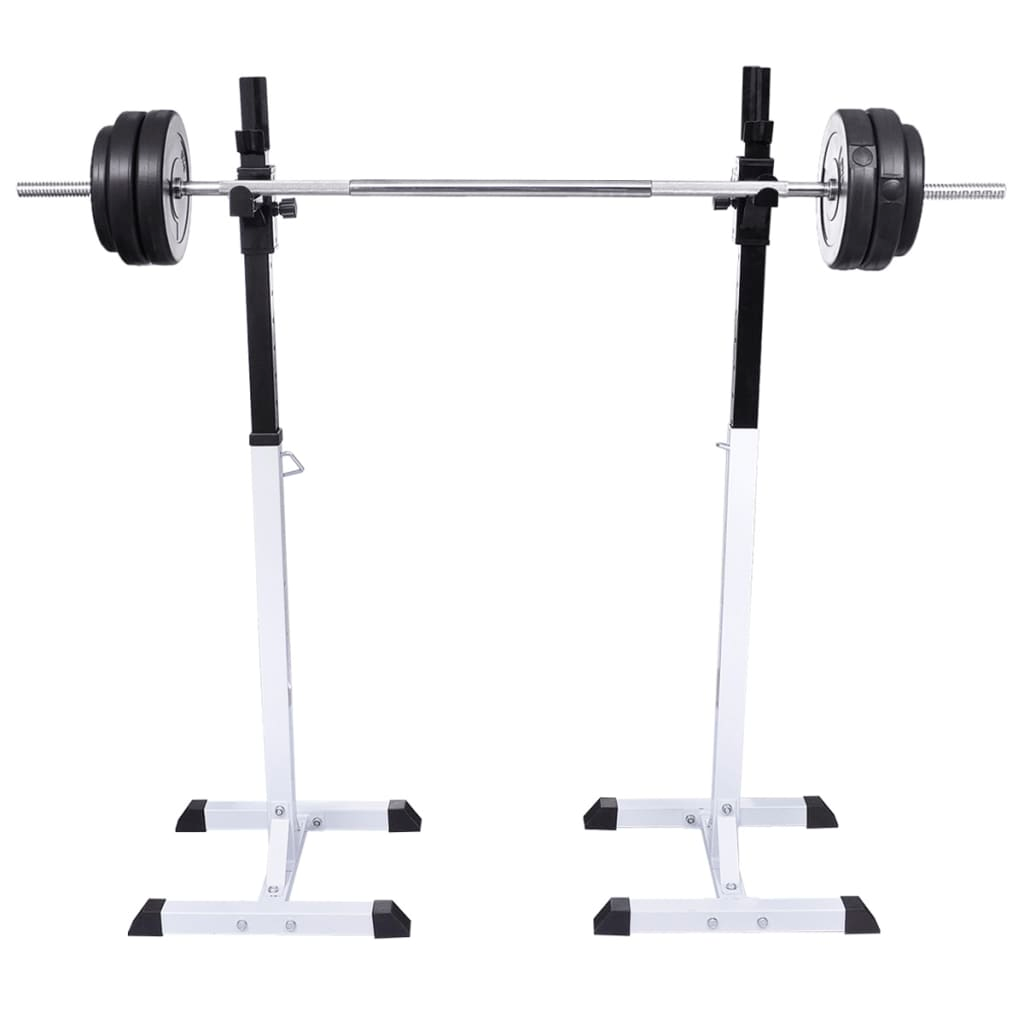 vidaXL Barbell Squat Rack with Olympic Barbell & Dumbbell Set - 30.5 kg Home Gym Equipment for Strength Training & Weight Lifting Workouts