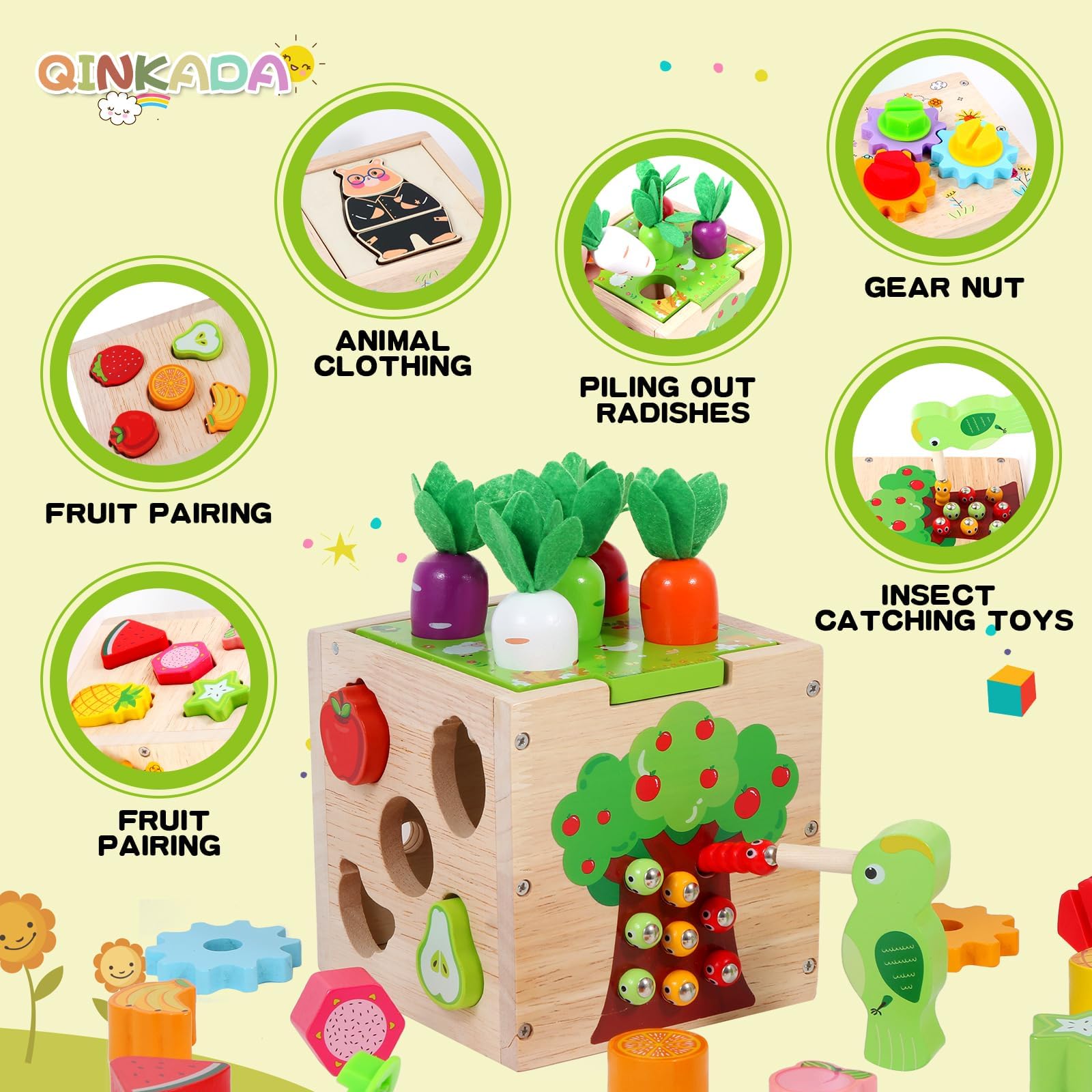 **Wooden Garden Toy Set - Montessori Toddler Toys for Boys & Girls, Fine Motor Skills Learning Game, Preschool Educational Wooden Toys for Kids - Perfect for Indoor & Outdoor Play, Classroom & Home Learning**