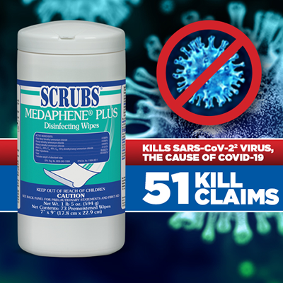 SCRUBS® MEDAPHENE® Plus Disinfecting Wipes - 100 Count | Hospital-Grade Sanitizing Wipes for Home, Office & Healthcare Use | Kills 99.9% Germs & Viruses | EPA Registered Disinfectant