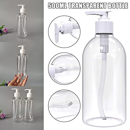 VALINK 1/3 Pack 500ml Refillable Shampoo Bottles with Pump - Clear Plastic Empty Lotion Dispenser for Shampoo, Conditioner, Liquid Soap & Essential Oils - Perfect for Travel, Bathroom Storage & Salon Use