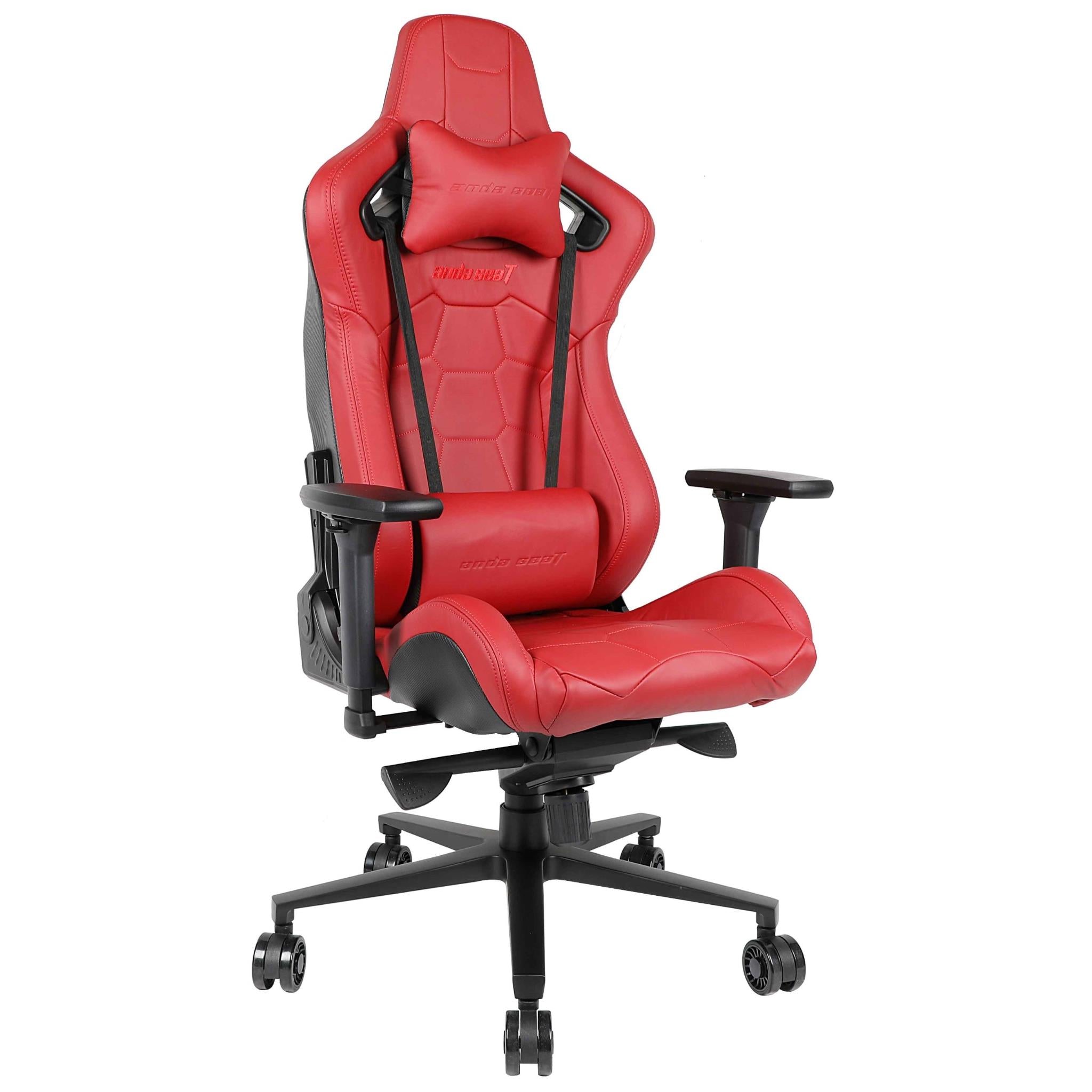 Anda Seat Dracula Napa Leather Gaming Chair - Ergonomic Office & Racing Style Computer Chair with Lumbar Support for PC & Console Gamers (Red) - Perfect for Gaming, Streaming & Home Office Workspace