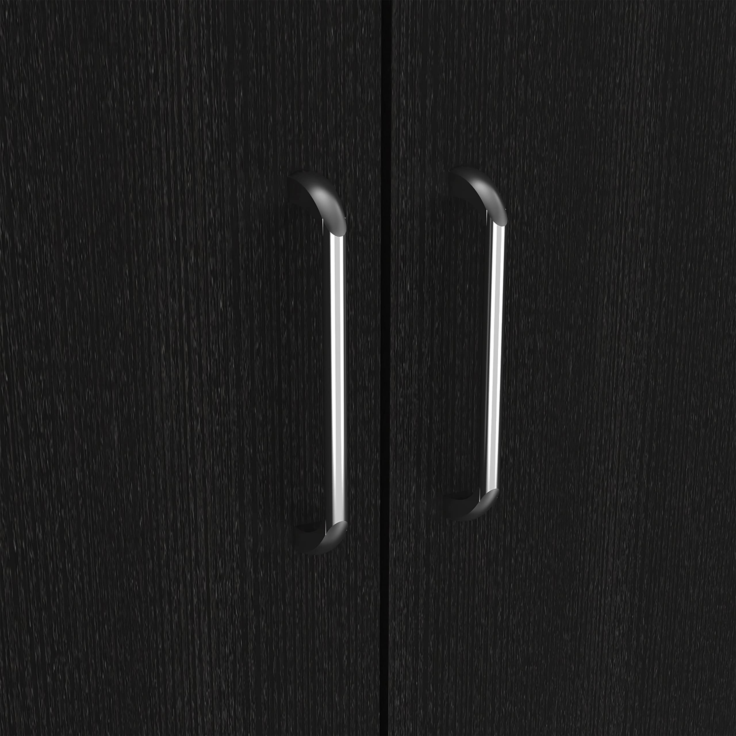 Tuhome Aurora Armoire with 2 Interior Shelves & Hanging Rod - Double Door Wardrobe Closet for Bedroom Storage - Black (Perfect for Master Bedroom, Guest Room, or Walk-In Closet Organization)