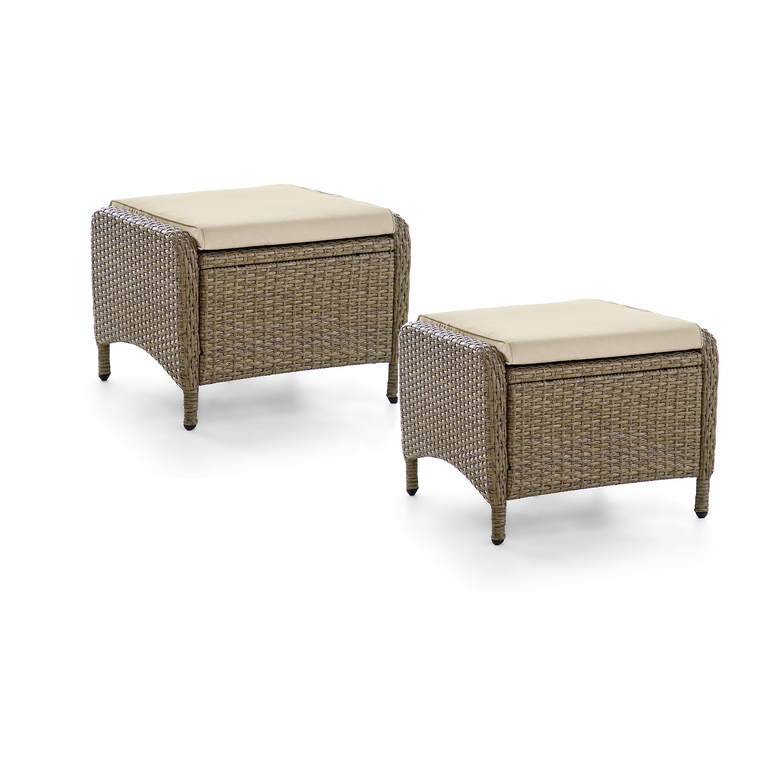 Greemotion Garda 2-Piece Outdoor Patio Ottoman Set - All-Weather Aluminum & Polyrattan Wicker Furniture with Removable Beige Cushions - Perfect for Poolside Lounging, Garden Relaxation & Patio Decor