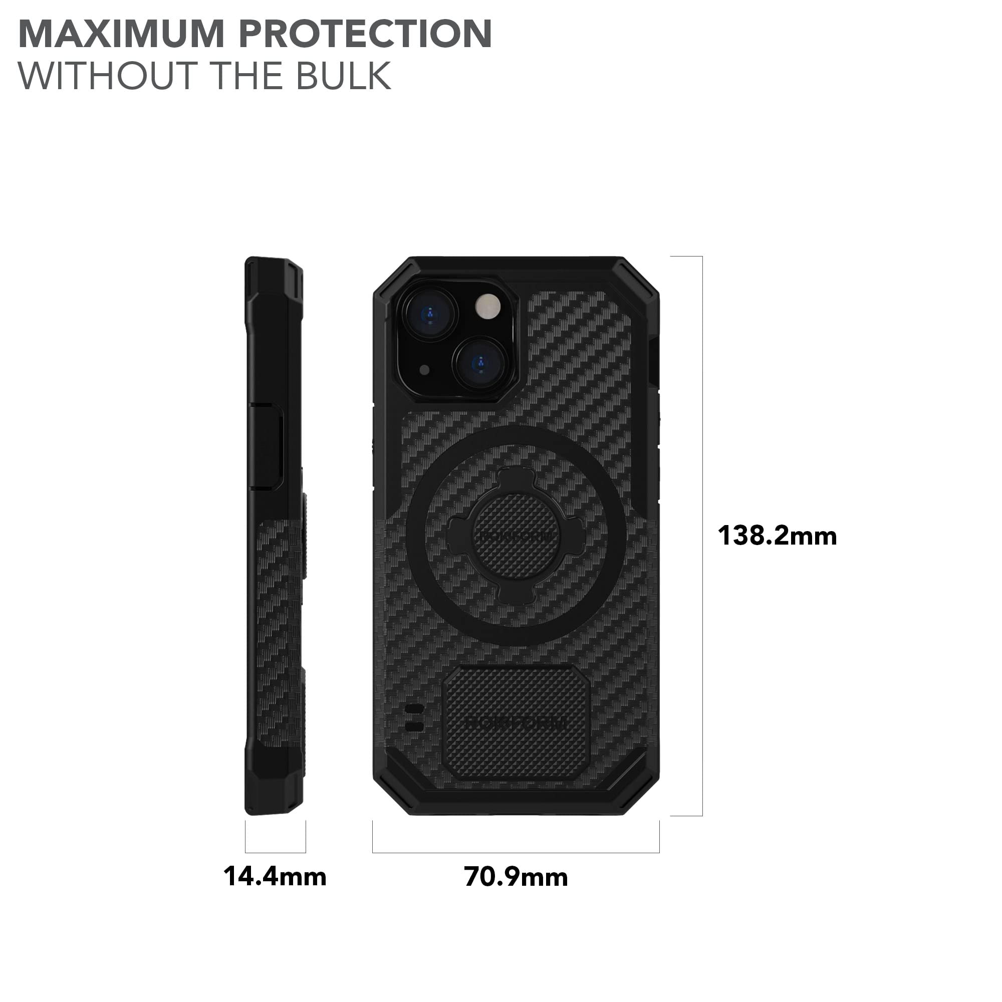 Rokform Rugged iPhone 13 Mini Case with Dual Magnet & MagSafe Compatibility | Magnetic Protective Cover with RokLock Twist Lock | Drop Tested Armor (Black) | Perfect for Outdoor Adventures & Active Lifestyles