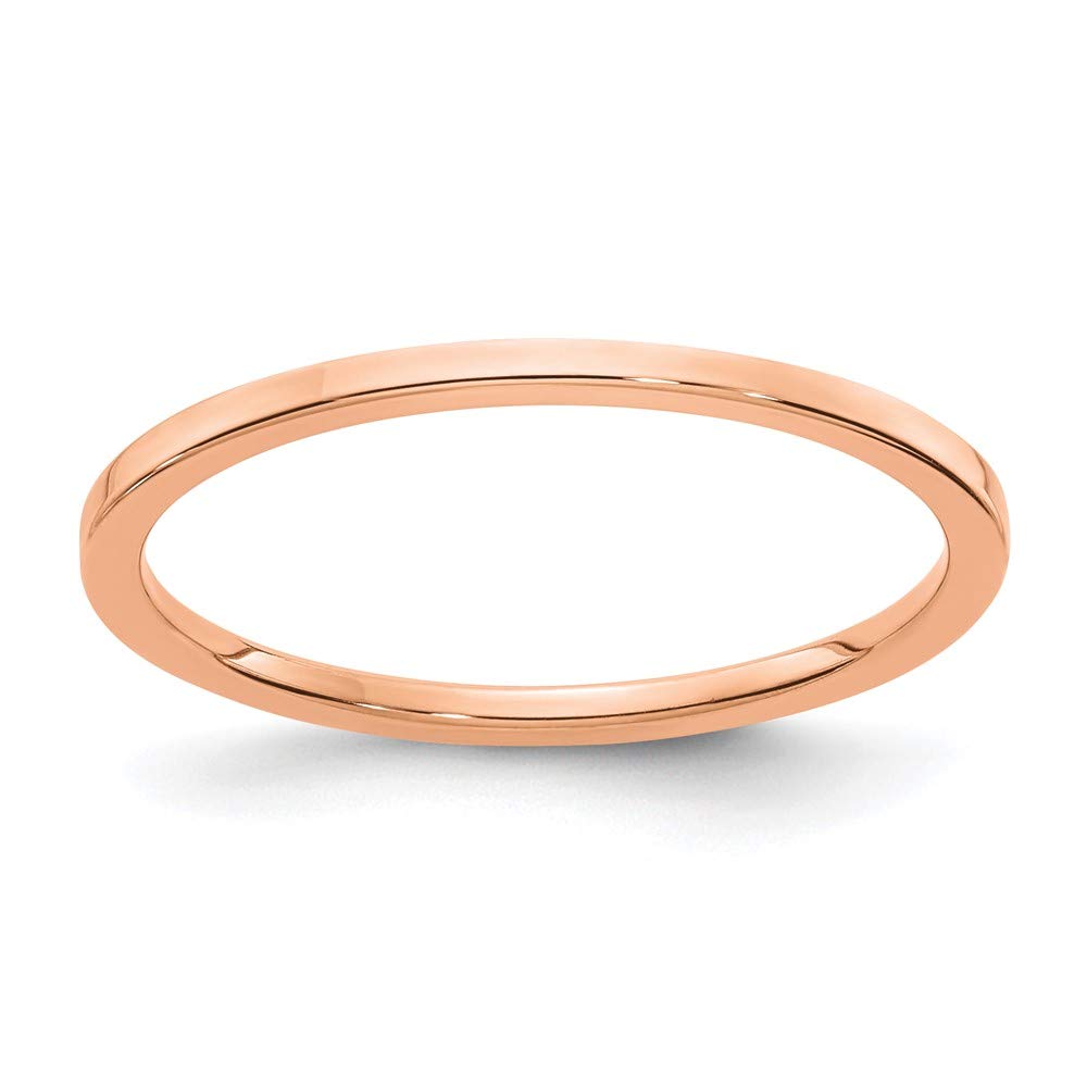 1.2mm 10k Rose Gold Polished Flat Stackable Band - Black Bow Jewelry - Perfect for Everyday Wear & Layering