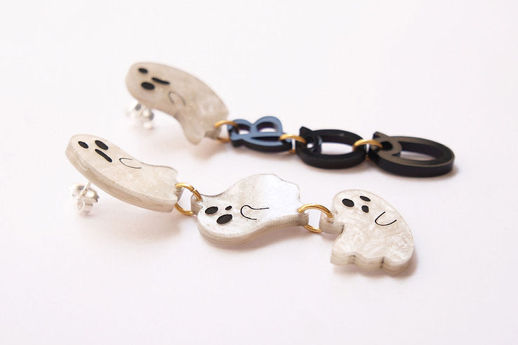 Boo Ghost Earrings by Laliblue - Spooky Halloween Jewelry for Women | Cute & Trendy Accessories for Parties, Costumes & Everyday Wear