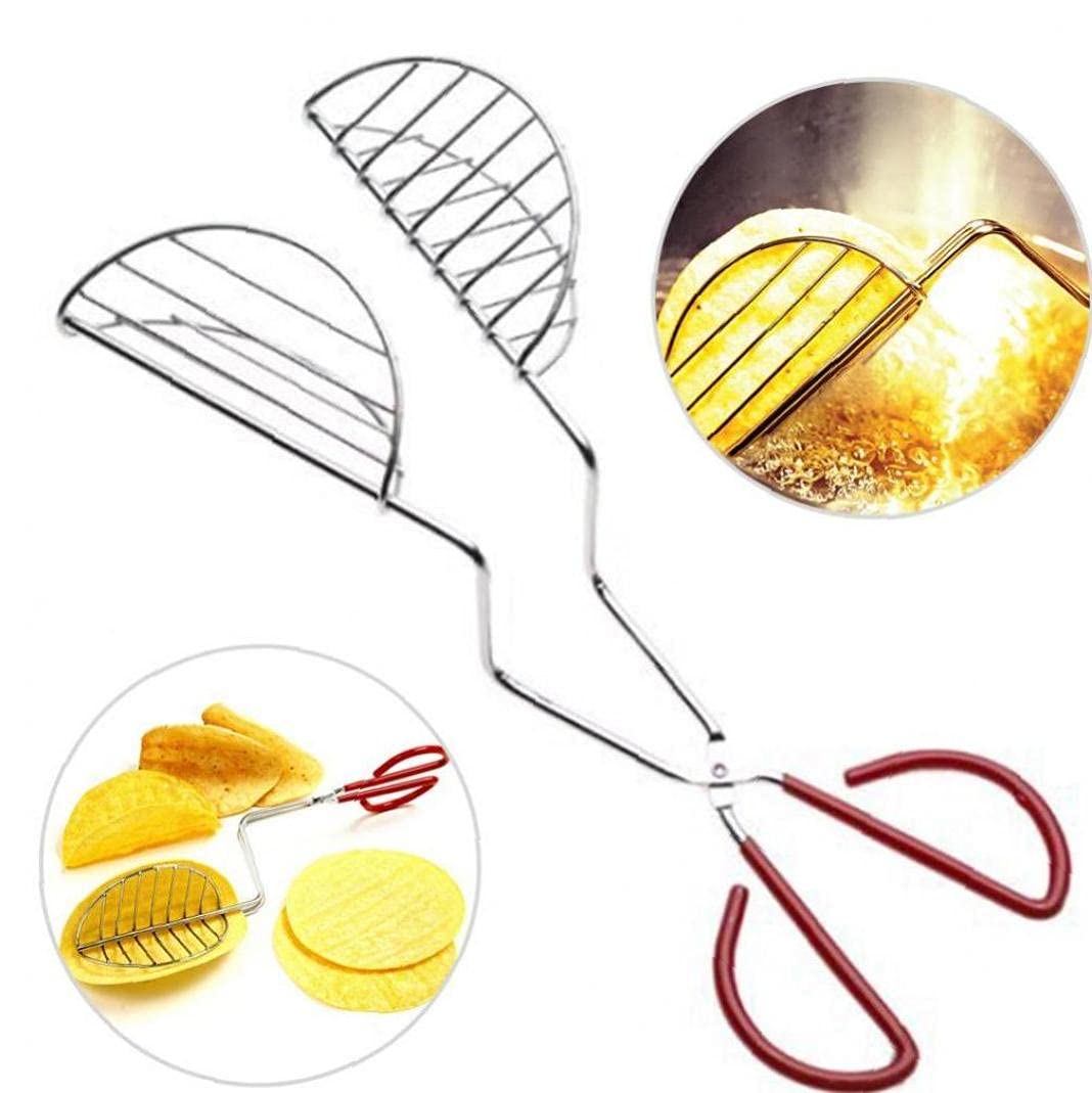 Stainless Steel Tortilla Press & Taco Shell Maker Tongs with Rubber Handle - 12.6 Inch Kitchen Tool for Making Tacos, Quesadillas, and Flatbreads at Home