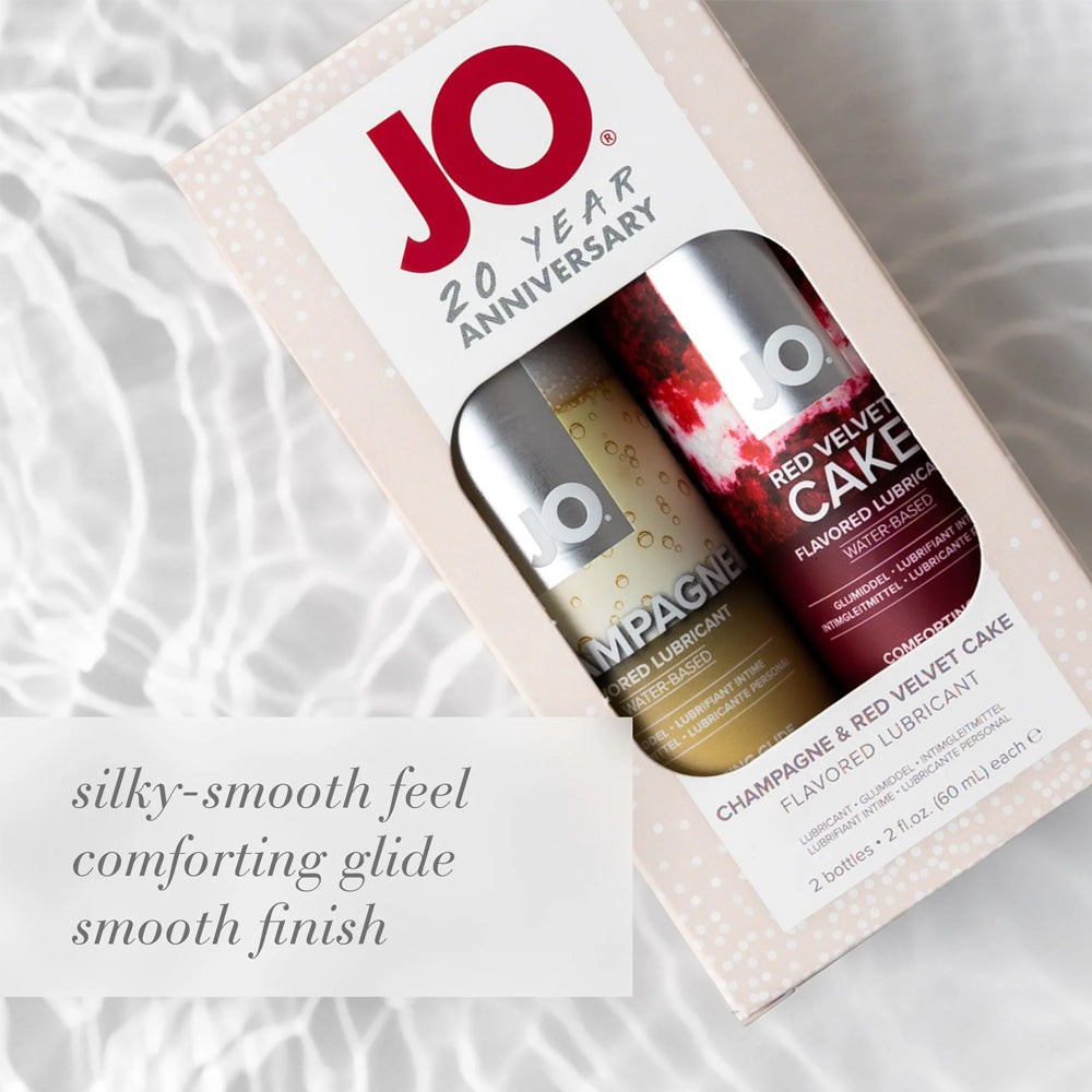 JO Champagne & Red Velvet Cake Flavored Lubricant 2 Pack - Water-Based Personal Lubricant for Couples, Sensual Massage & Intimate Moments