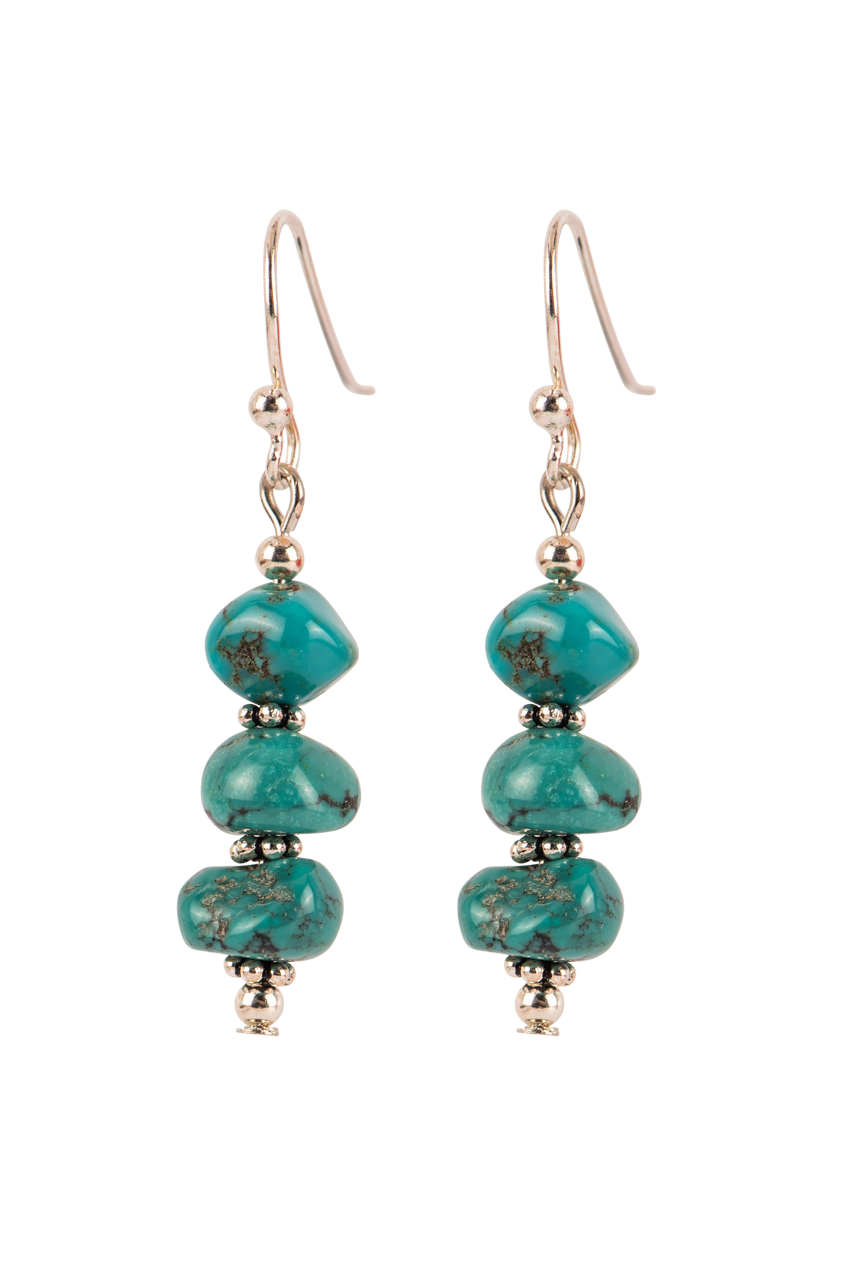 Paige Wallace Turquoise Pebble Earrings - Handmade Dangle Earrings for Women, Boho Chic Jewelry Gift - Perfect for Casual Wear, Parties & Special Occasions
