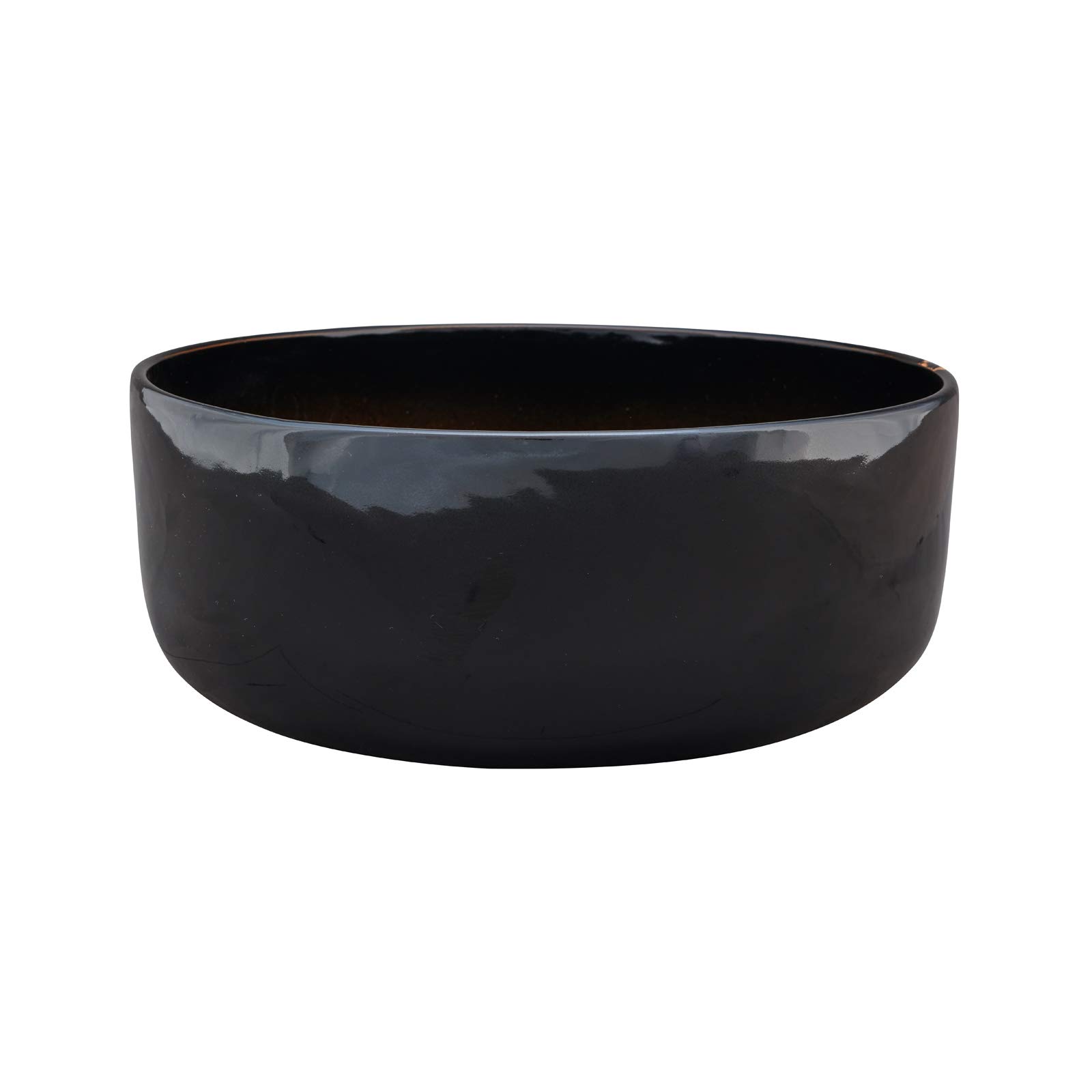 Wild Rose Goods 12 Inch Terracotta Clay Straight Bowl Planter - Gloss Black Finish for Indoor Plants, Succulents, and Home Decor