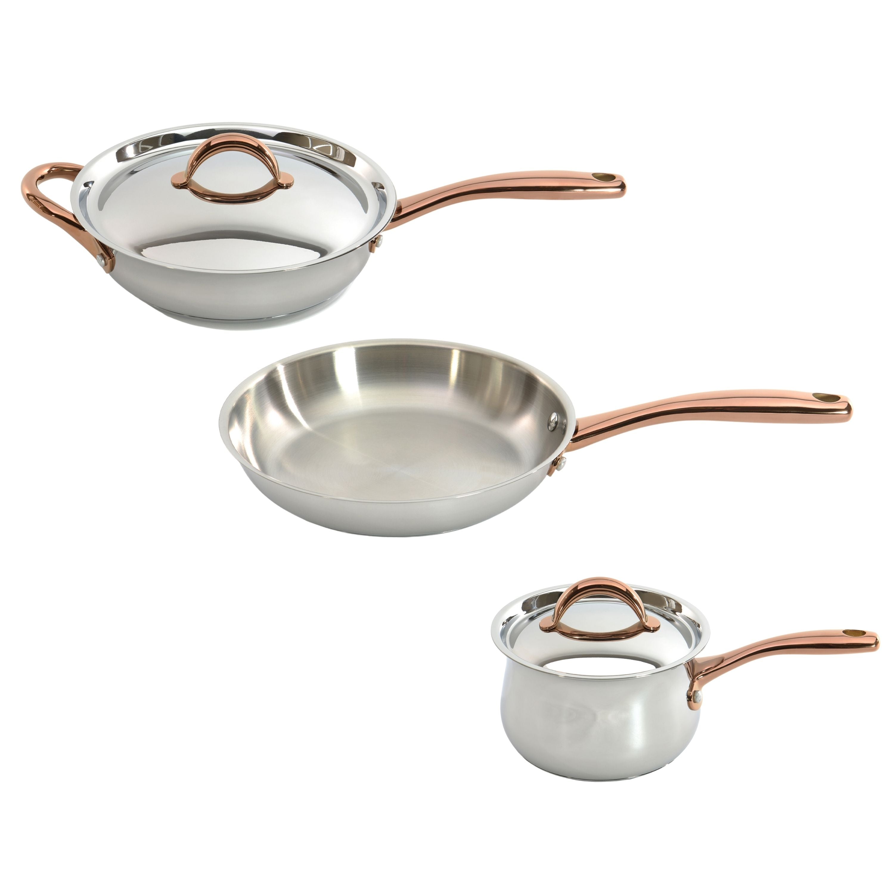 BergHOFF Ouro Gold 5-Piece 18/10 Stainless Steel Flatware Set with Rose Gold Handles - Elegant Dinnerware for Formal Dining, Wedding Gifts & Special Occasions