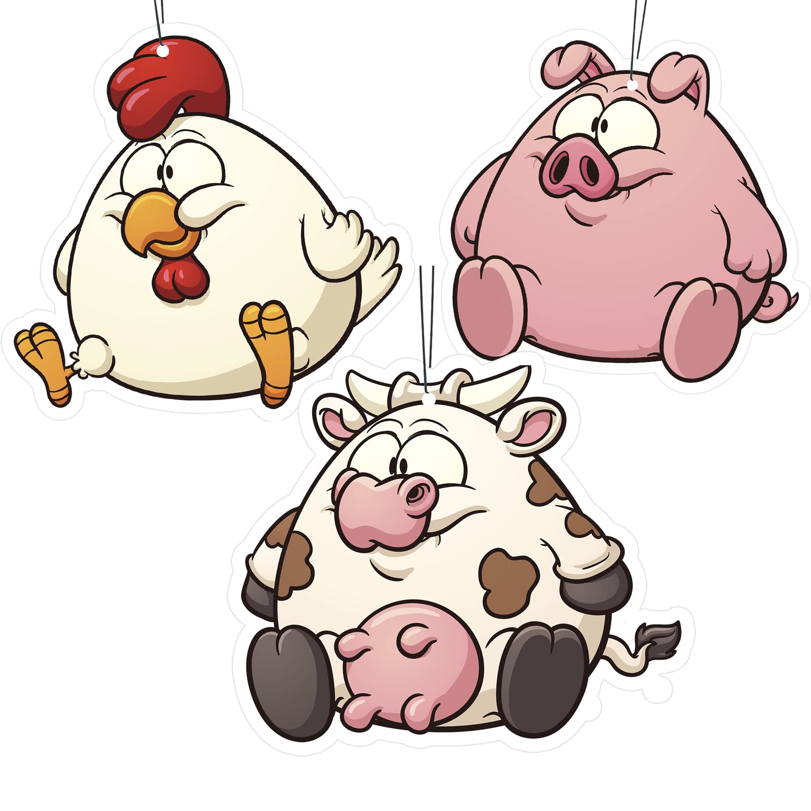 Funny Animal Car Air Fresheners - 3 Pack Hanging Air Fresheners for Car, Closet, Bathroom | Cute Animal-Shaped Air Purifiers & Decorations | Perfect for Home, Office & Car Accessories Gift
