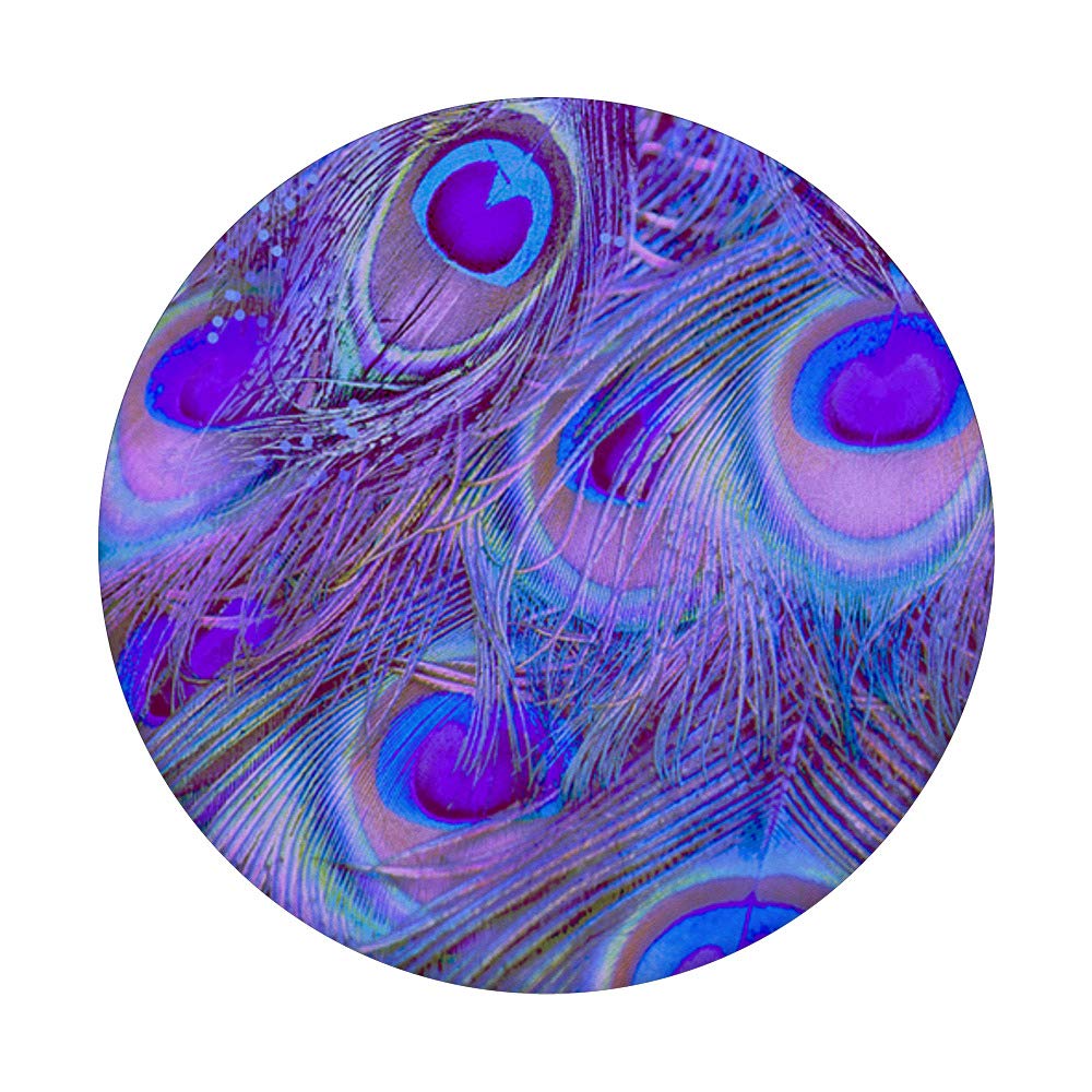 Lavender Purple Peacock Feathers Design PopSockets PopGrip - Interchangeable Phone Grip for iPhone, Samsung & Tablets - Perfect for Phone Protection, Selfies & Daily Use