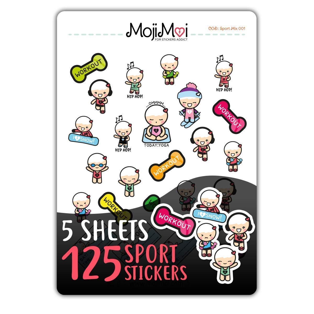 Cute Kawaii Stickers for Life Planner, Happy Planner, Erin Condren, Kikki K - Decorative Planner Stickers for Journaling, Bullet Journal, Scrapbooking & DIY Crafts - Sport Theme