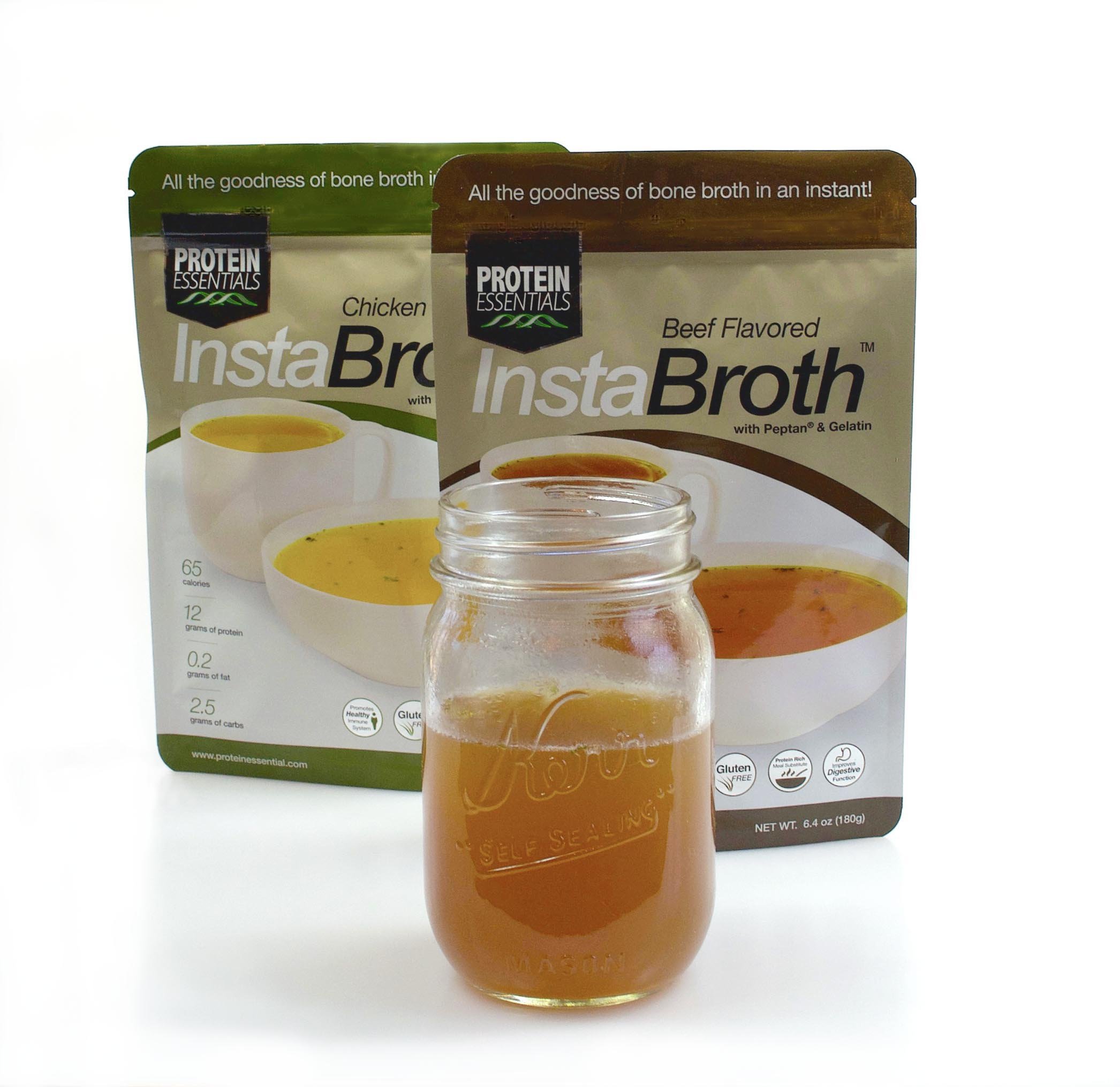 InstaBroth Beef Bone Broth Powder - Grass Fed, Pasture Raised Collagen & Gelatin - 12.5g Protein per Serving (6.4oz) | Keto, Paleo & Whole30 Friendly | Perfect for Soups, Smoothies & Post-Workout Recovery