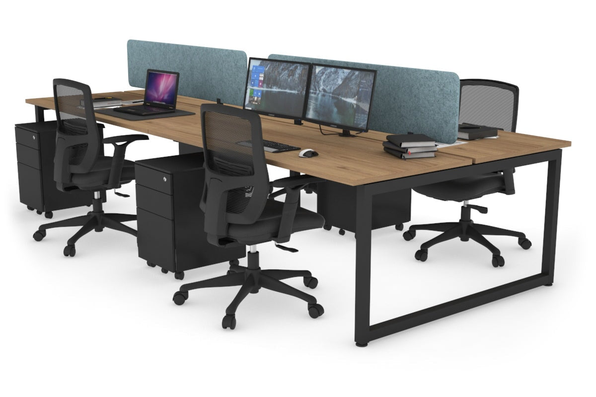 Quadro Loop Legs 4 Person Office Workstation Desk - 1800L x 700W - Modern Collaborative Workspace Solution for Team Projects & Office Meetings