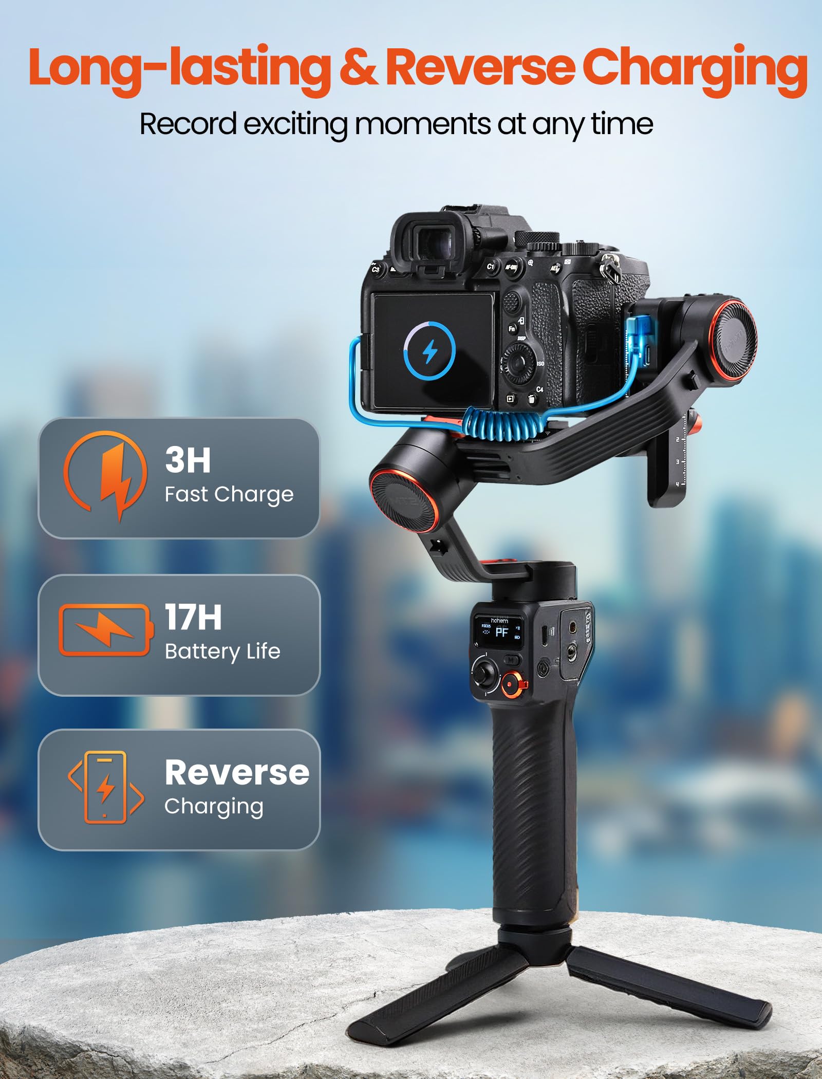 Hohem iSteady MT2 3-Axis Gimbal Stabilizer for Mirrorless, Pocket & Action Cameras - Compatible with Canon, Sony, Nikon & iPhone - OLED Display Camera Stabilizer for Vlogging, Travel & Professional Videography